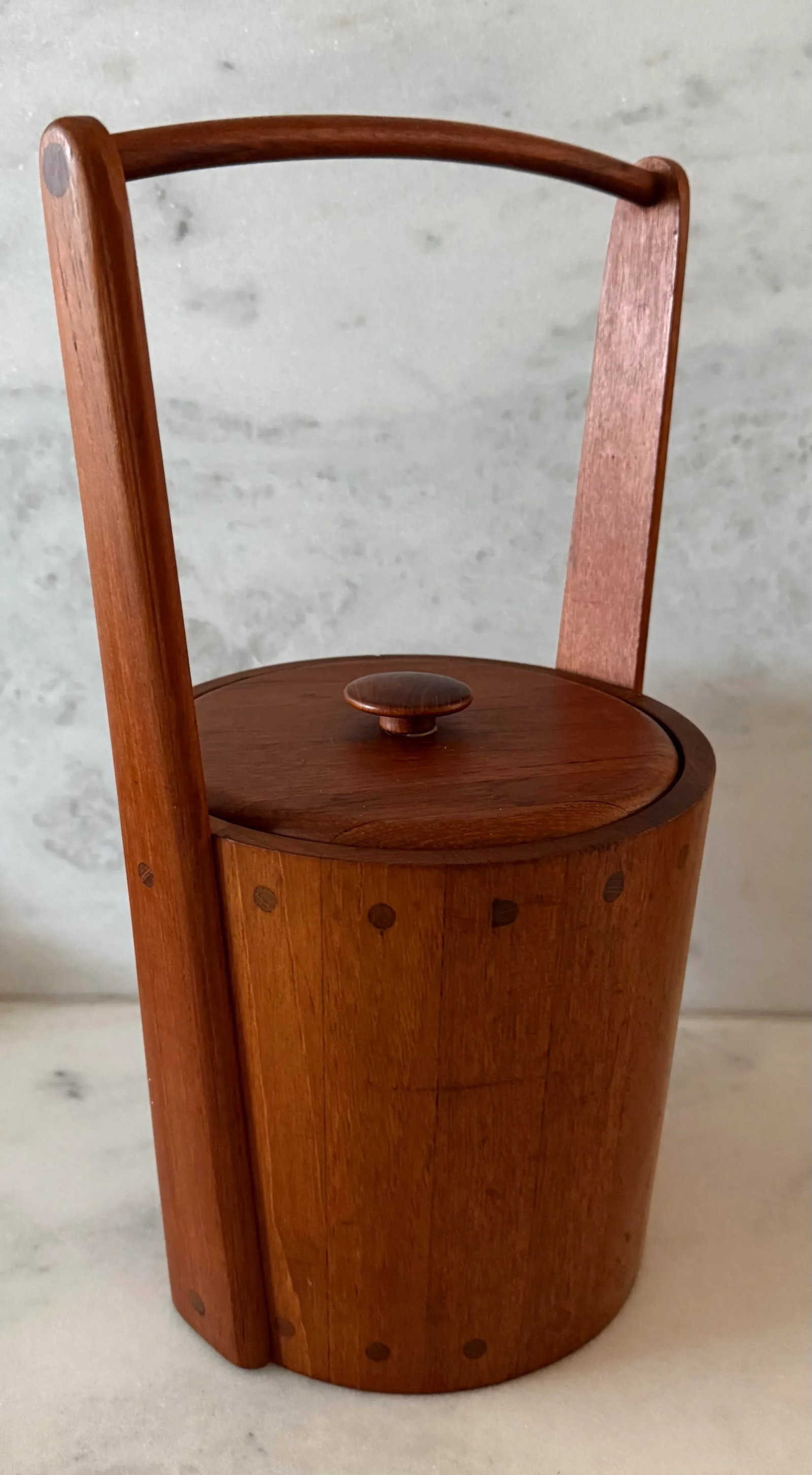 Vintage Danish Mid Century Ernest Sohn Siamese Solid Teak Ice Bucket - 3
