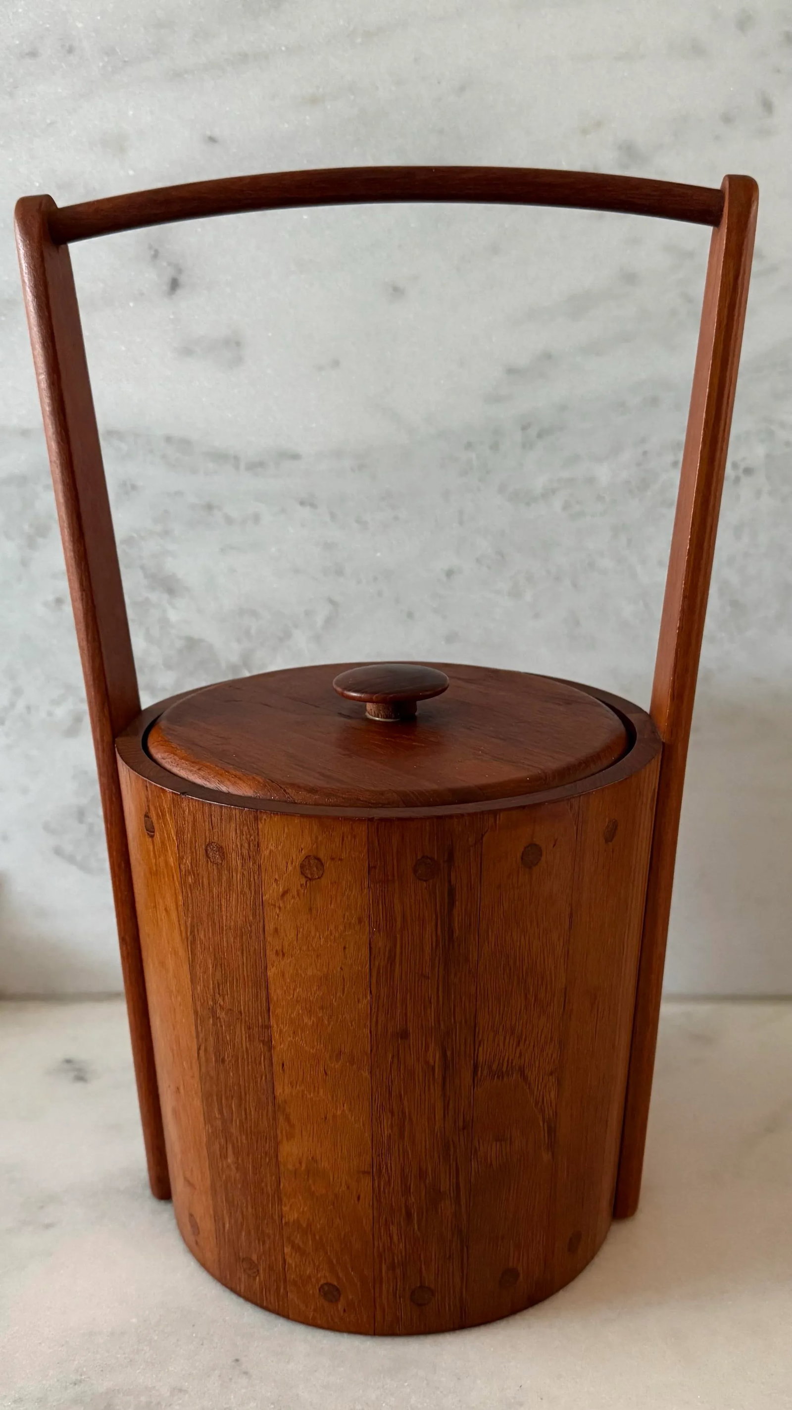 Vintage Danish Mid Century Ernest Sohn Siamese Solid Teak Ice Bucket - 4