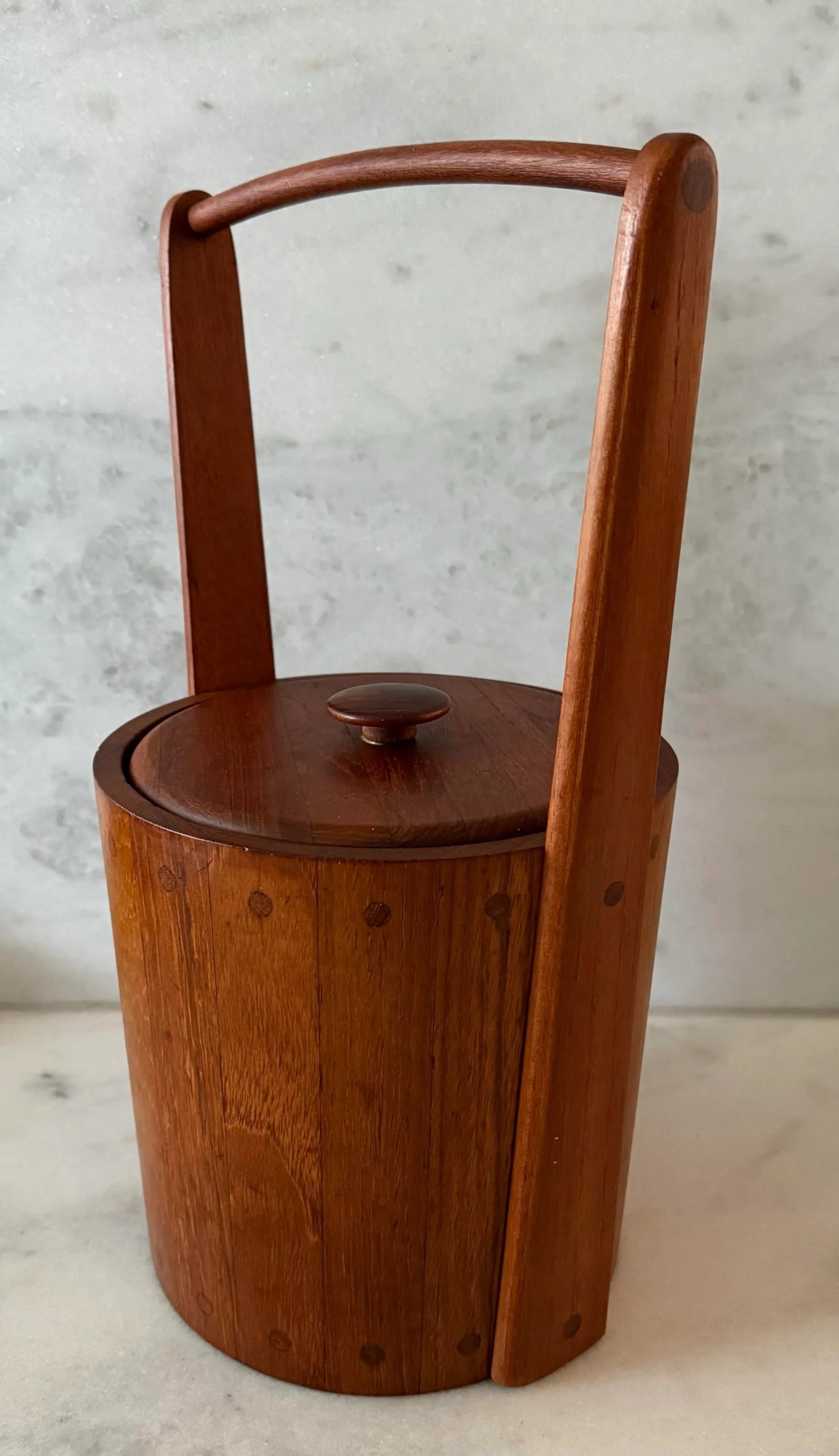 Vintage Danish Mid Century Ernest Sohn Siamese Solid Teak Ice Bucket - 5