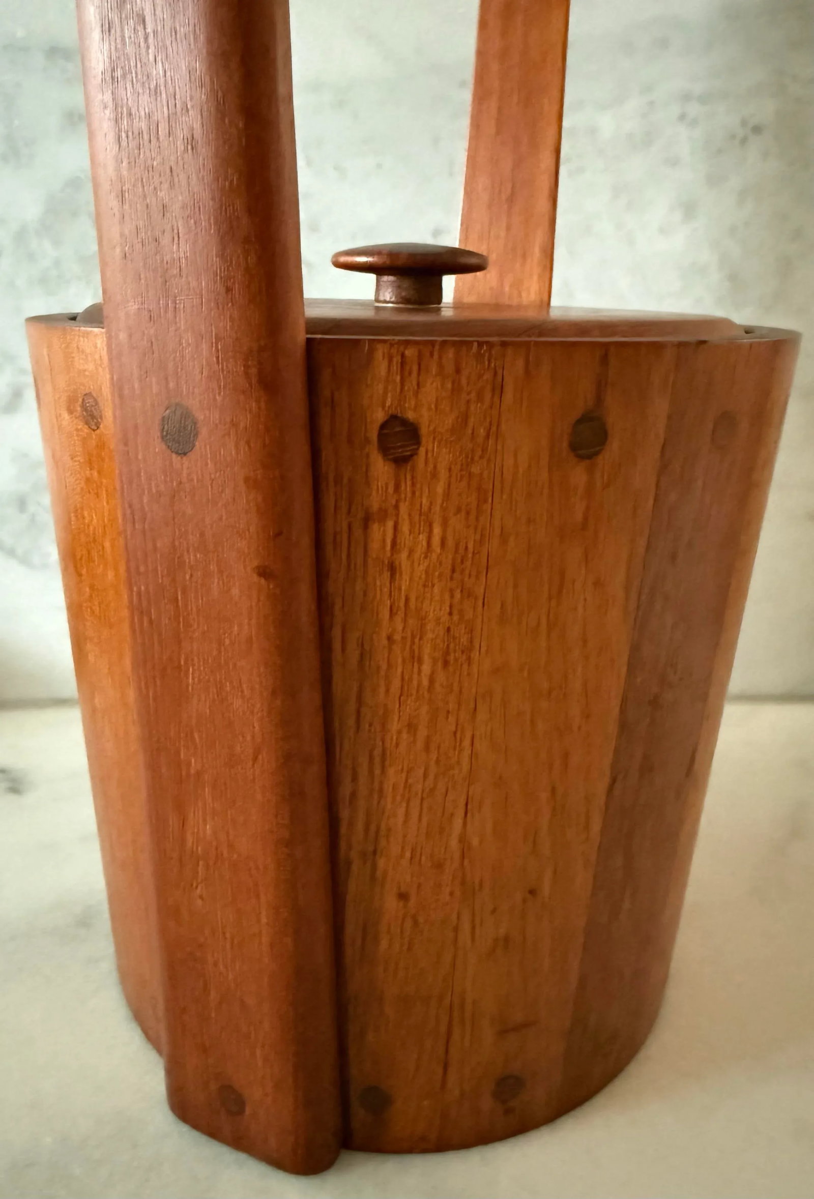 Vintage Danish Mid Century Ernest Sohn Siamese Solid Teak Ice Bucket - 6