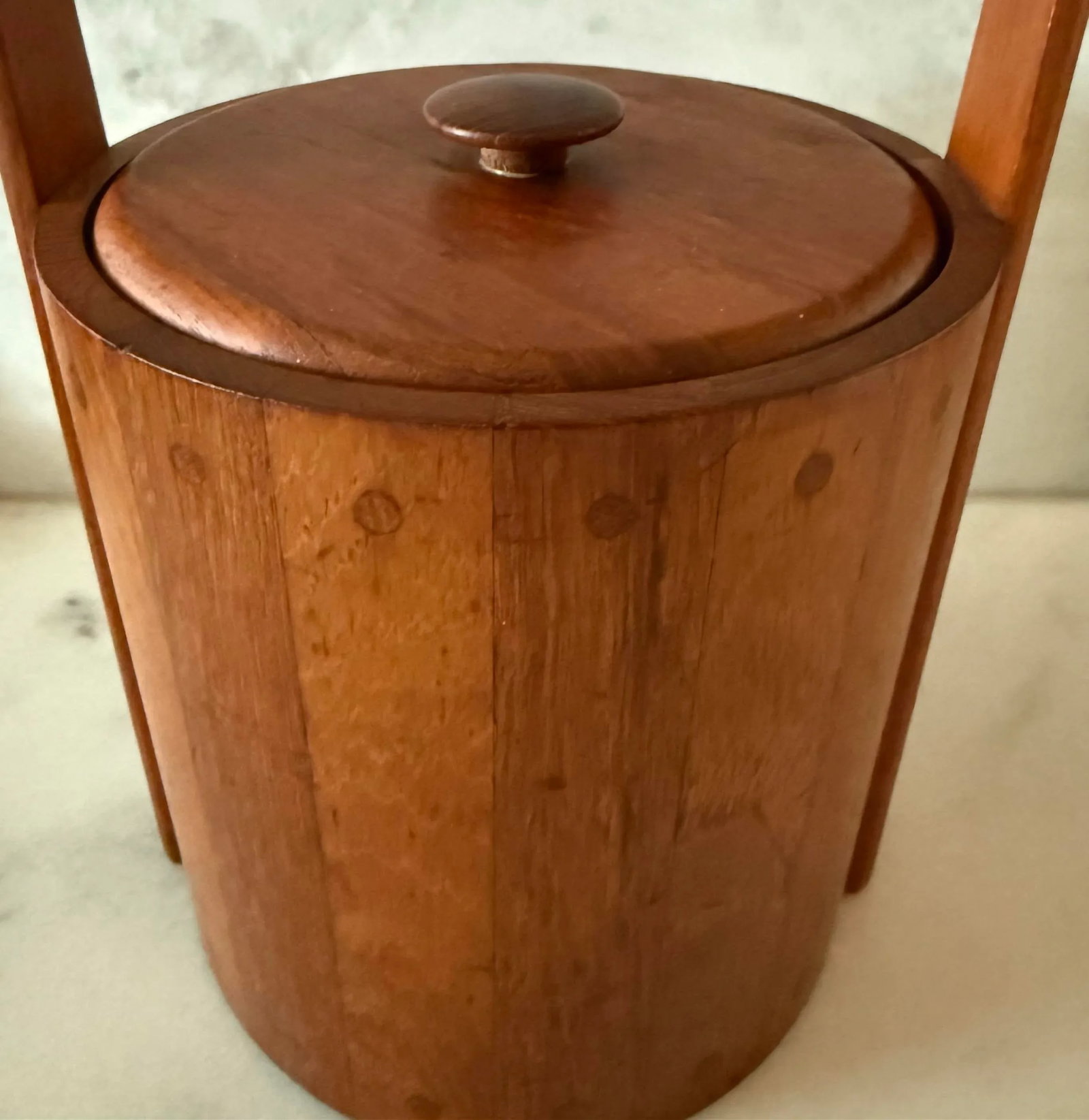 Vintage Danish Mid Century Ernest Sohn Siamese Solid Teak Ice Bucket - 7