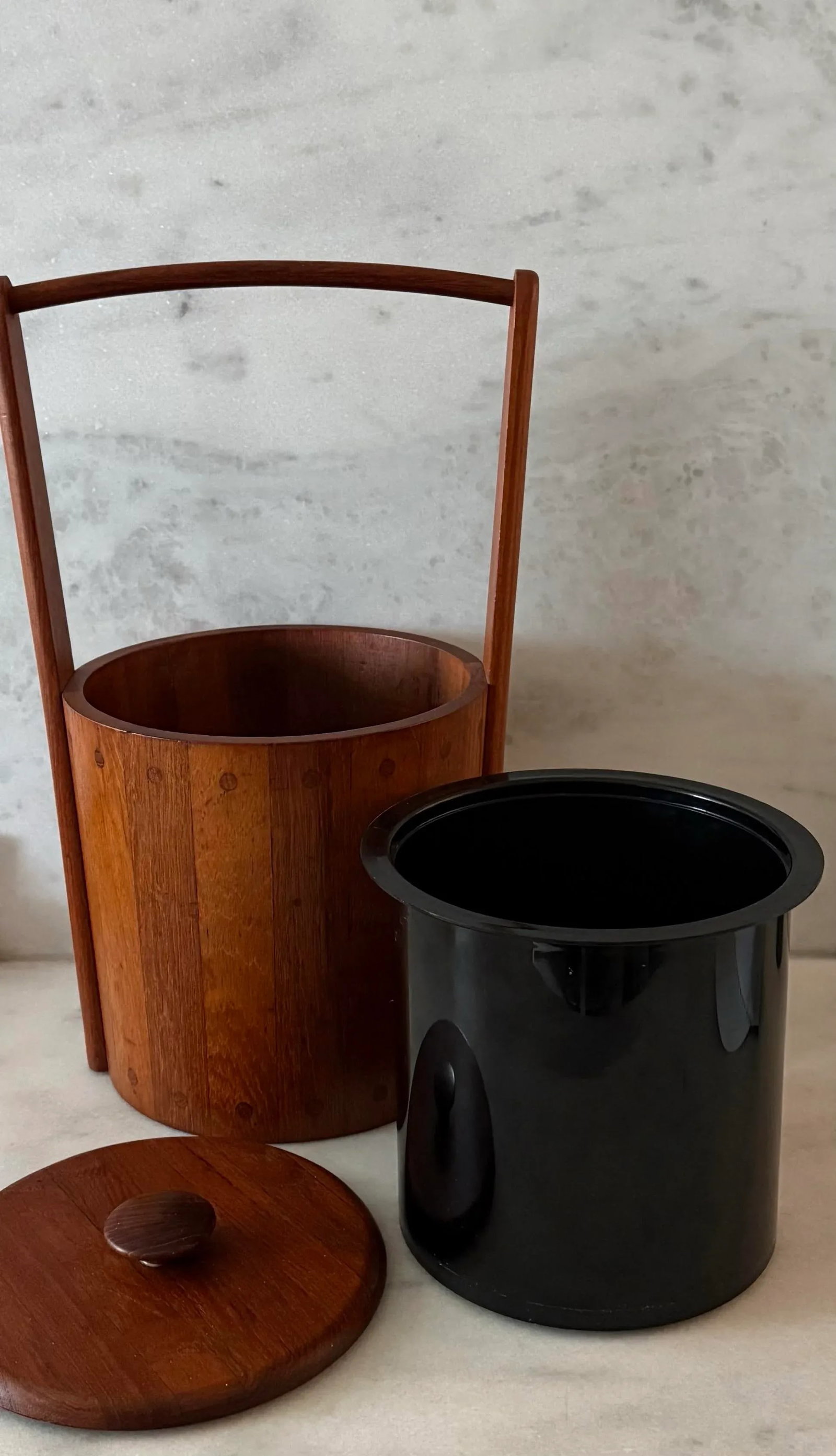 Vintage Danish Mid Century Ernest Sohn Siamese Solid Teak Ice Bucket - 8