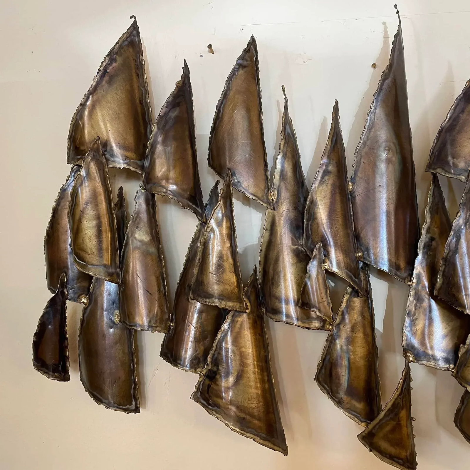Striking Large Mid-Century Modern Metal Wall Sculpture "” Abstract Sails - 3