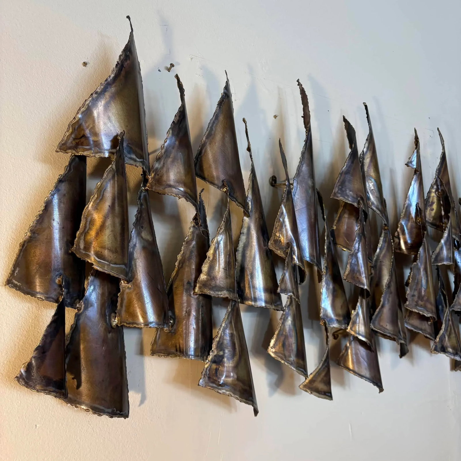 Striking Large Mid-Century Modern Metal Wall Sculpture "” Abstract Sails - 4