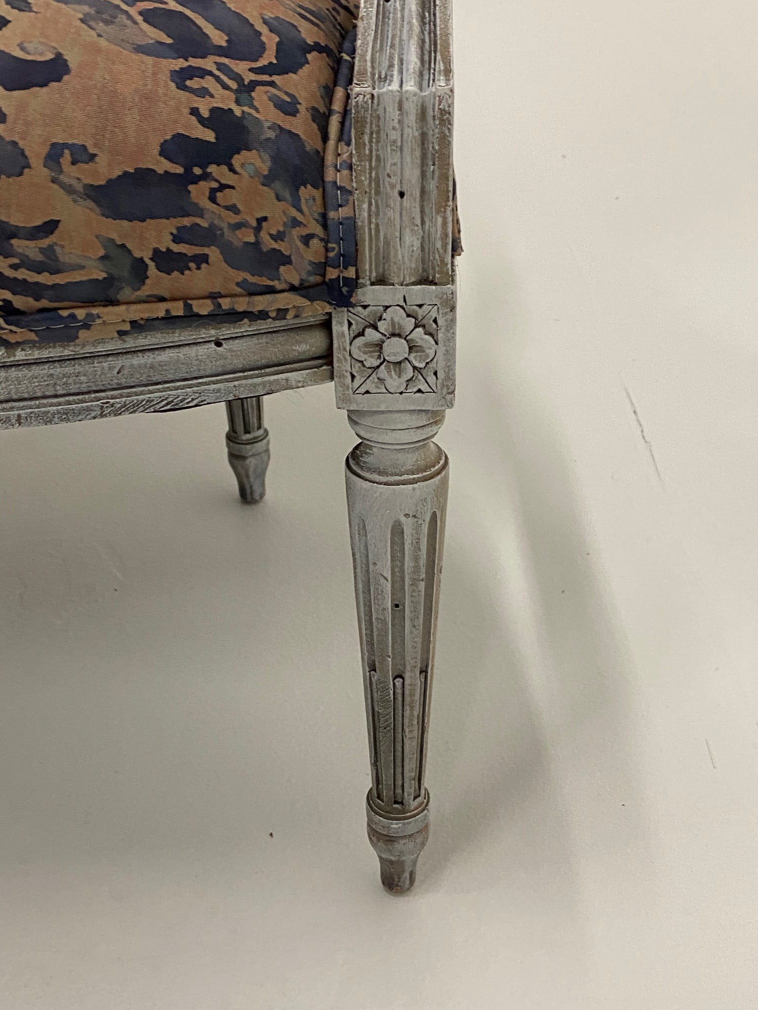 Painted French Armchairs With Fortuny Upholstery - 3