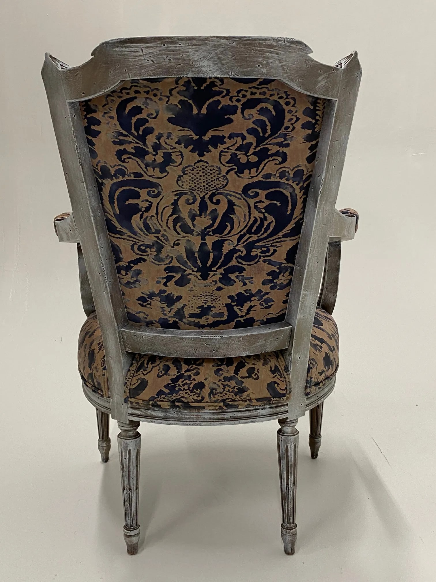 Painted French Armchairs With Fortuny Upholstery - 5