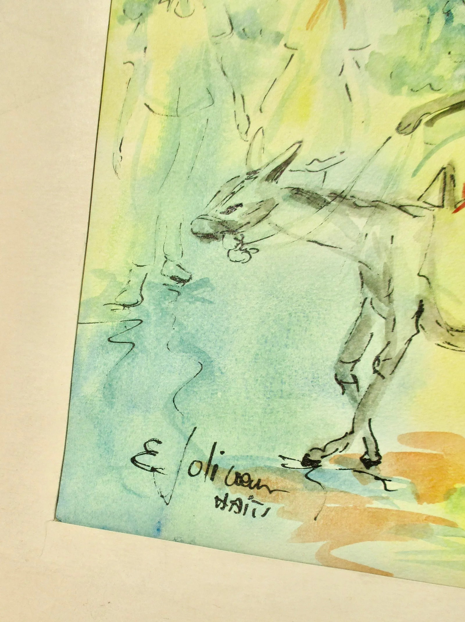 Emmanuel Jolicoeur Watercolor Sketch of Haiti - 3