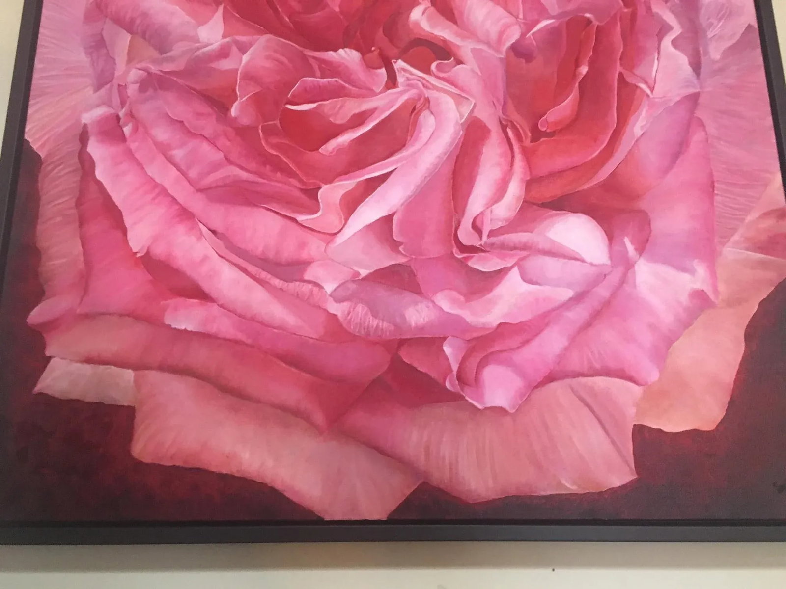 Framed Oil on Canvas Pink Rose " Viviene" by Shelly Gurton - 10