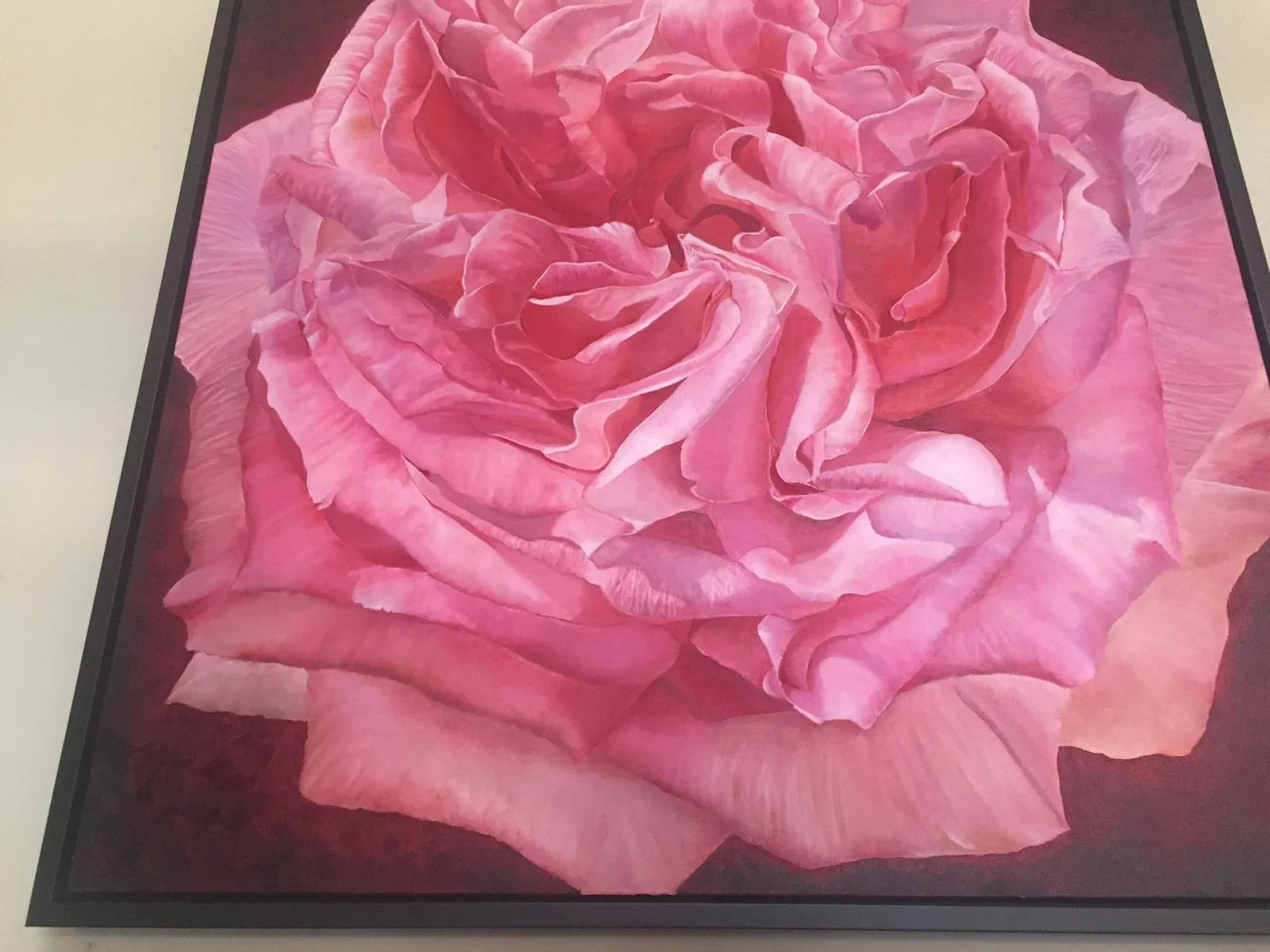Framed Oil on Canvas Pink Rose " Viviene" by Shelly Gurton - 5