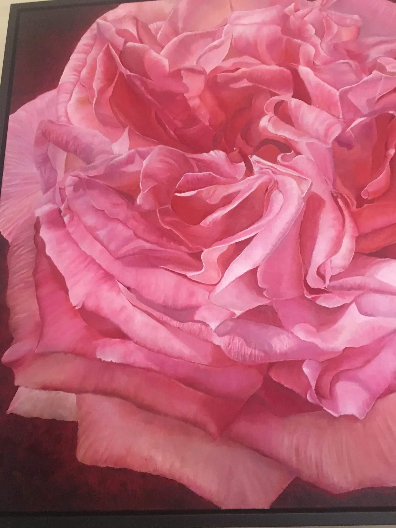 Framed Oil on Canvas Pink Rose " Viviene" by Shelly Gurton - 6