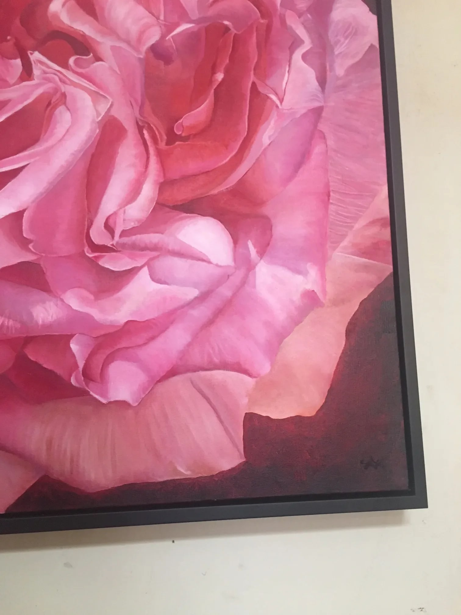 Framed Oil on Canvas Pink Rose " Viviene" by Shelly Gurton - 8