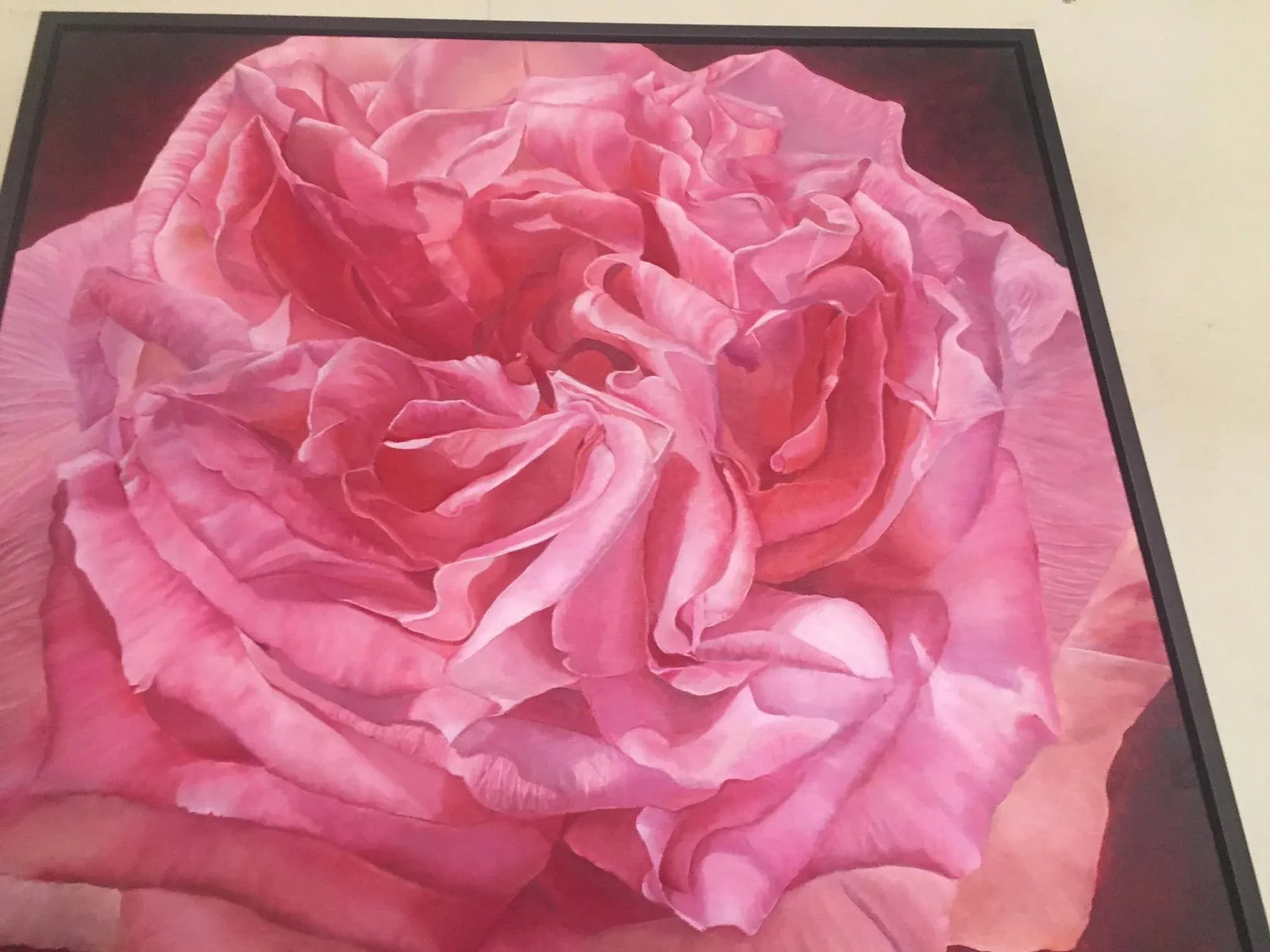 Framed Oil on Canvas Pink Rose " Viviene" by Shelly Gurton - 9