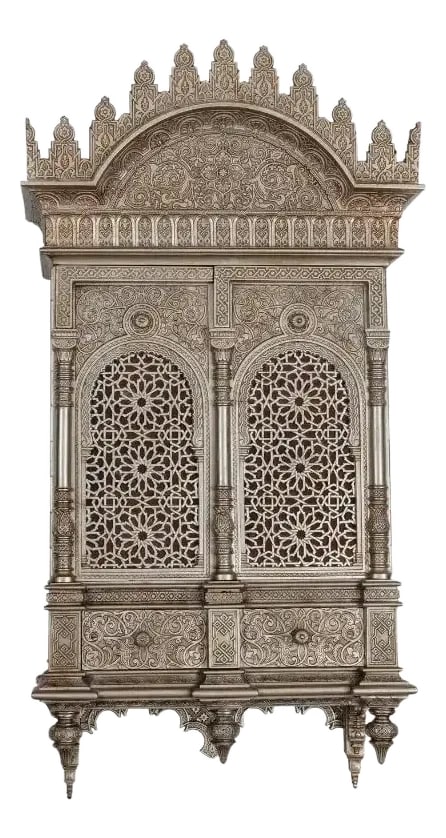 Late 19th Century Islamic "Alhambra" Silvered Bronze Quran Cabinet in the Islamic Nasrid Style (1 of 12)