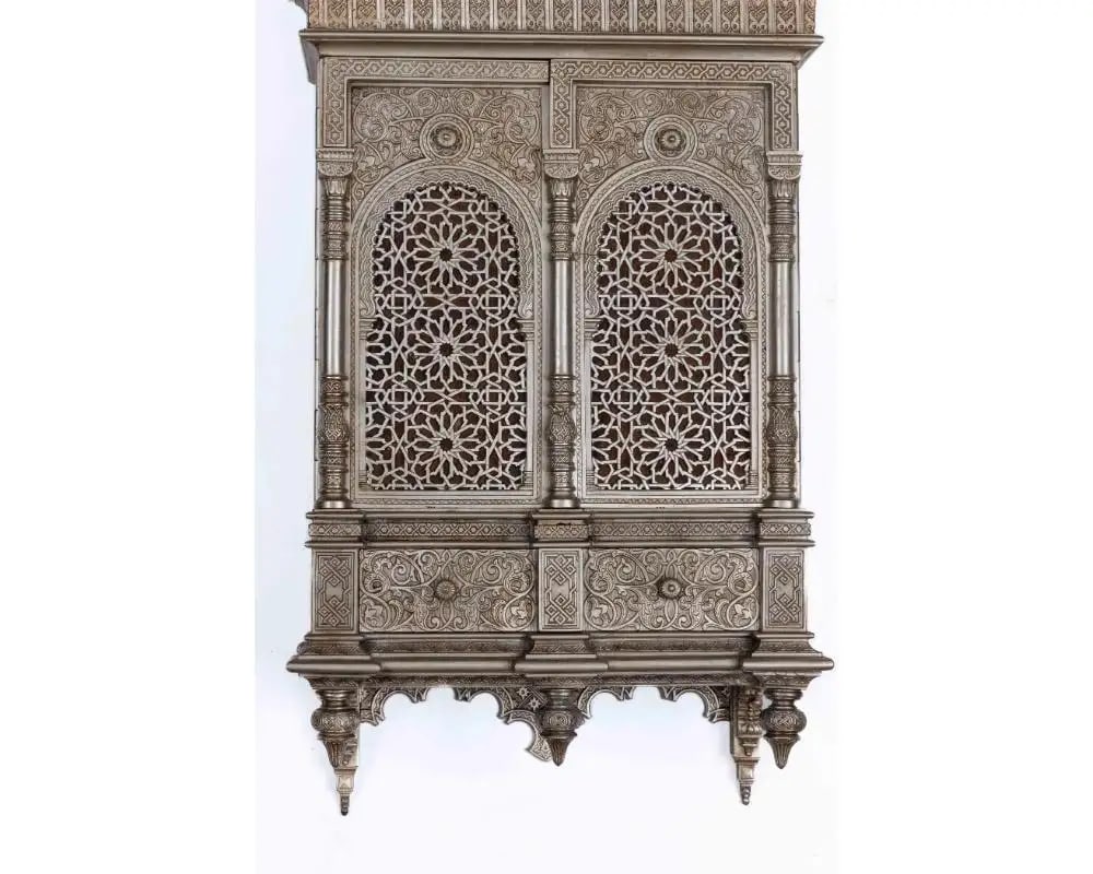 Late 19th Century Islamic "Alhambra" Silvered Bronze Quran Cabinet in the Islamic Nasrid Style - 2