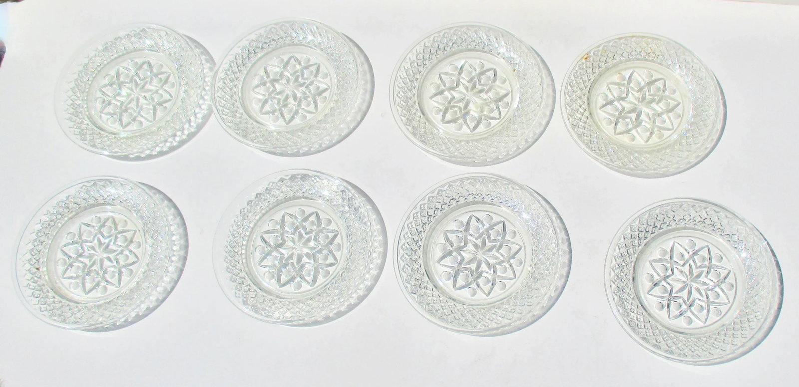Set of 8 Glass Coasters Circa 1900 - 2
