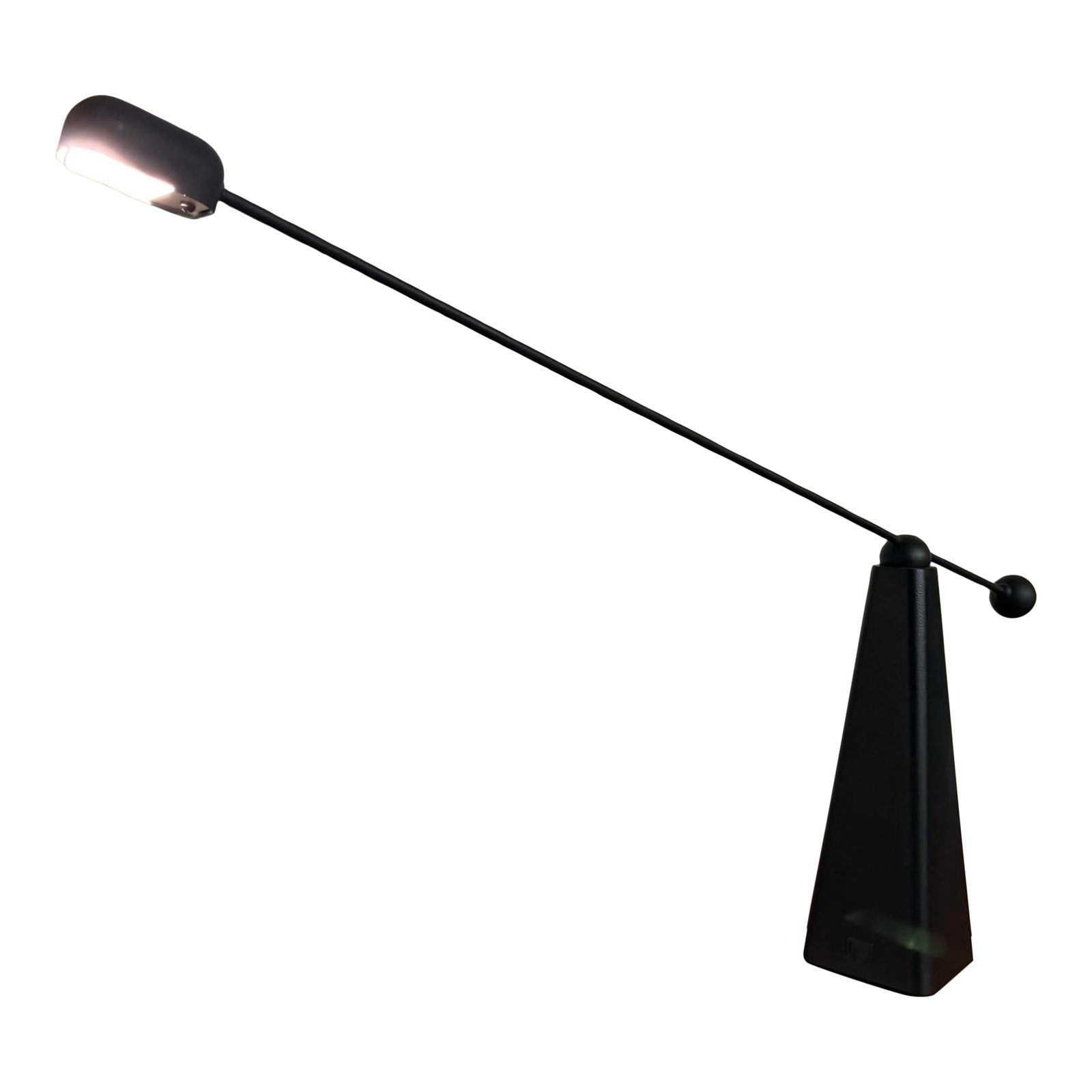Ron Rezek Orbit Counterbalance Desk Lamp – Postmodern Icon: Strikingly sculptural and effortlessly balanced, this postmodern desk lamp was designed by Ron Rezek for his Los Angeles-based studio, Lighting + Furniture. An excellent example of late 20th-century