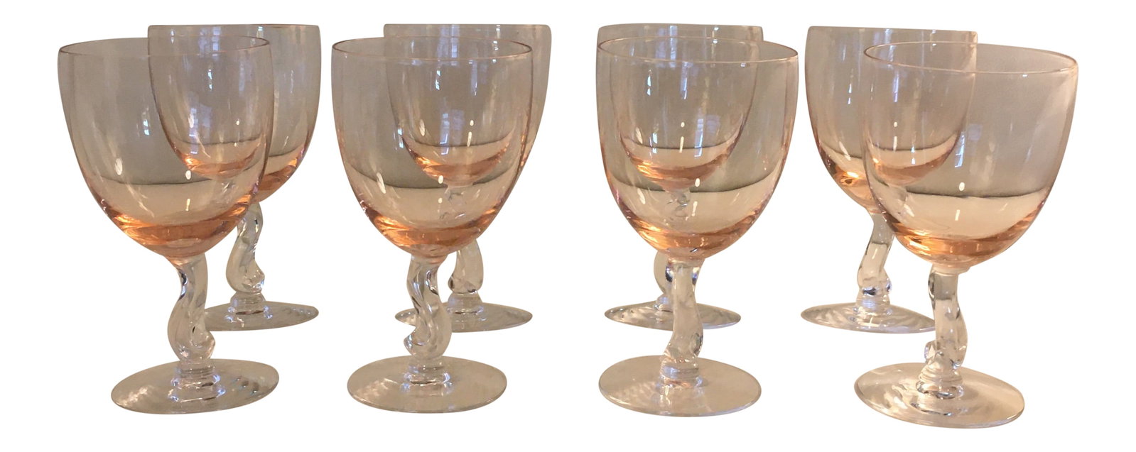 Vintage Fostoria Pink Water Goblets - Set of 8 (1 of 8)