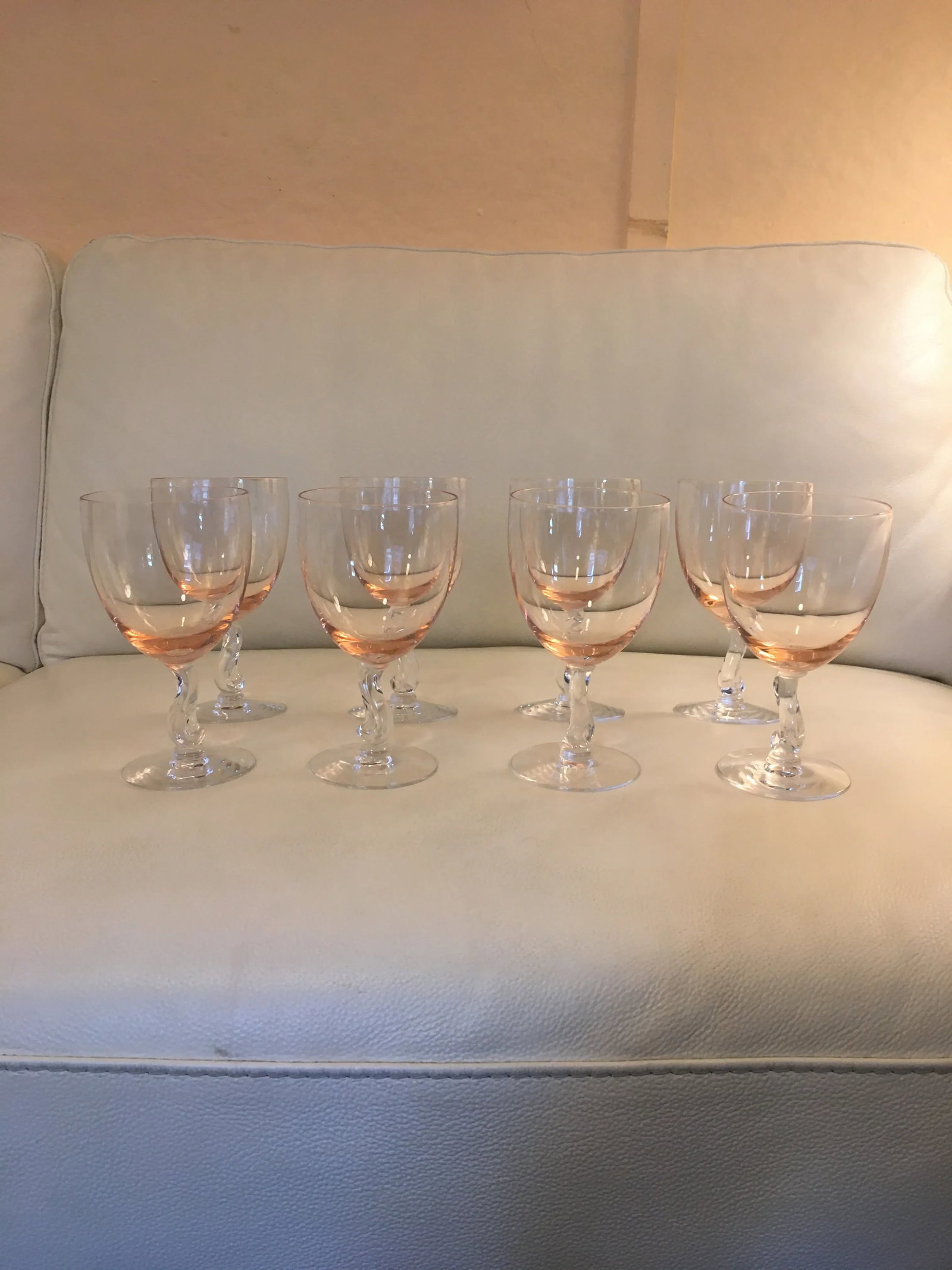 Vintage Fostoria Pink Water Goblets - Set of 8 - 8