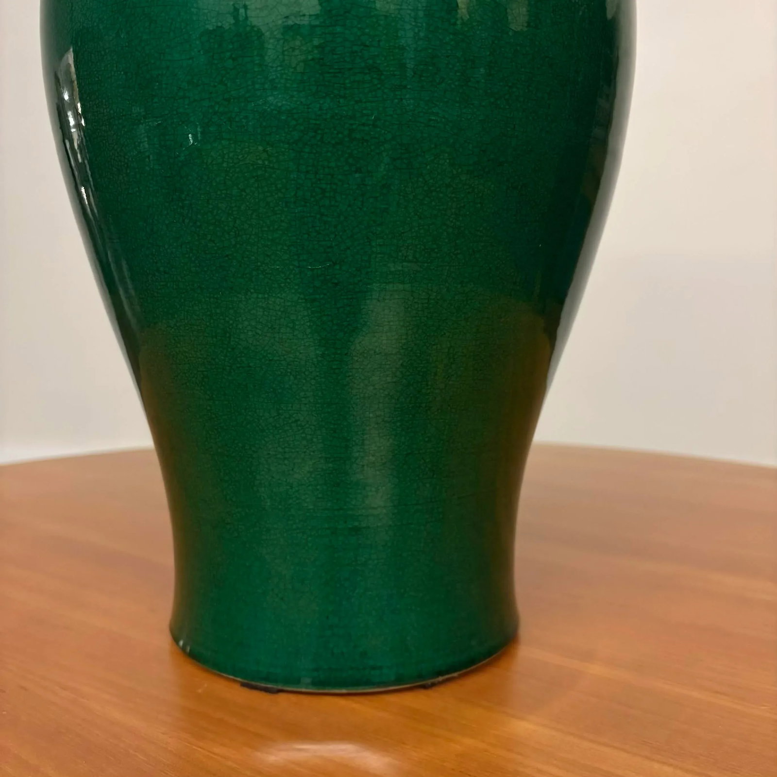 Vintage Green Crackle Glaze Meiping Vase - 6