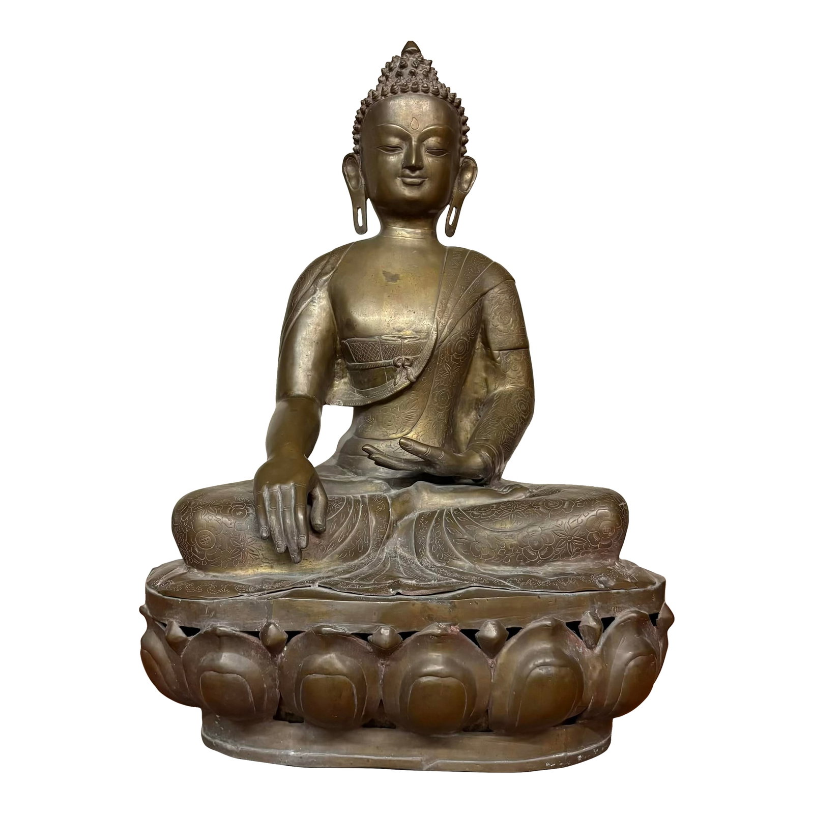 Large Nepalese Bronze Seated Buddha Sculpture Statue (1 of 18)