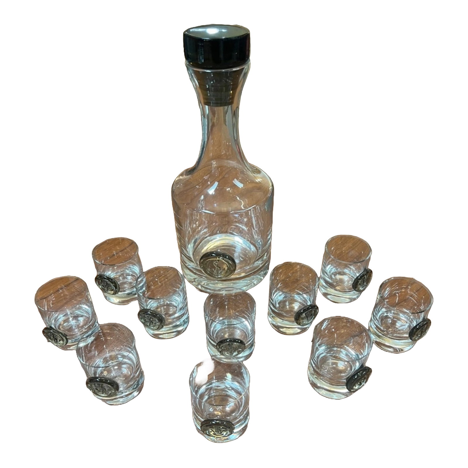 1960s Rosenthal Bijorn Wiinblad; Germany Crystal Decanter & Whisky Glasses- 12 Pieces (1 of 8)