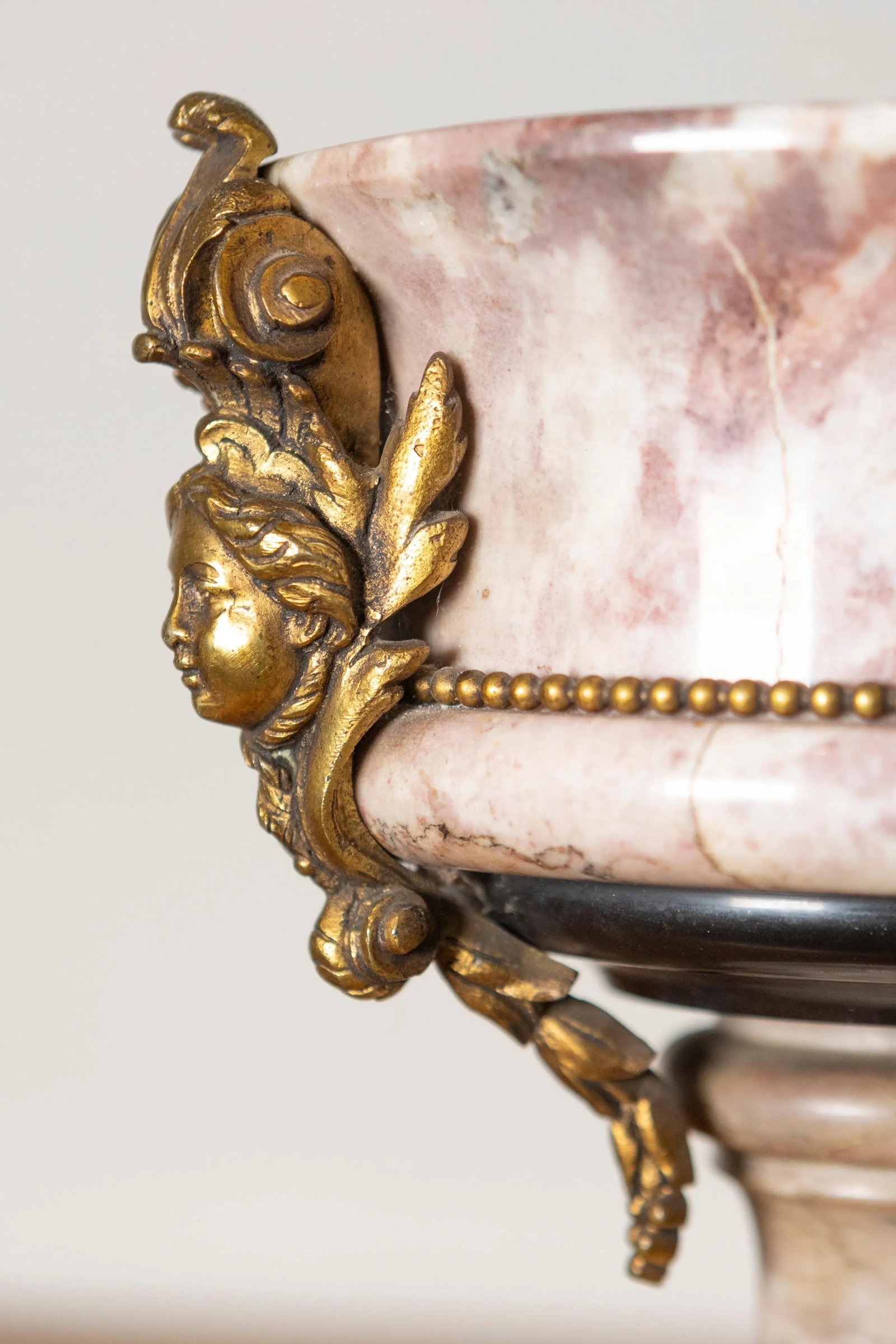 Pair of 19th-Century French Neoclassical Marble and Gilt Bronze Urns - 9
