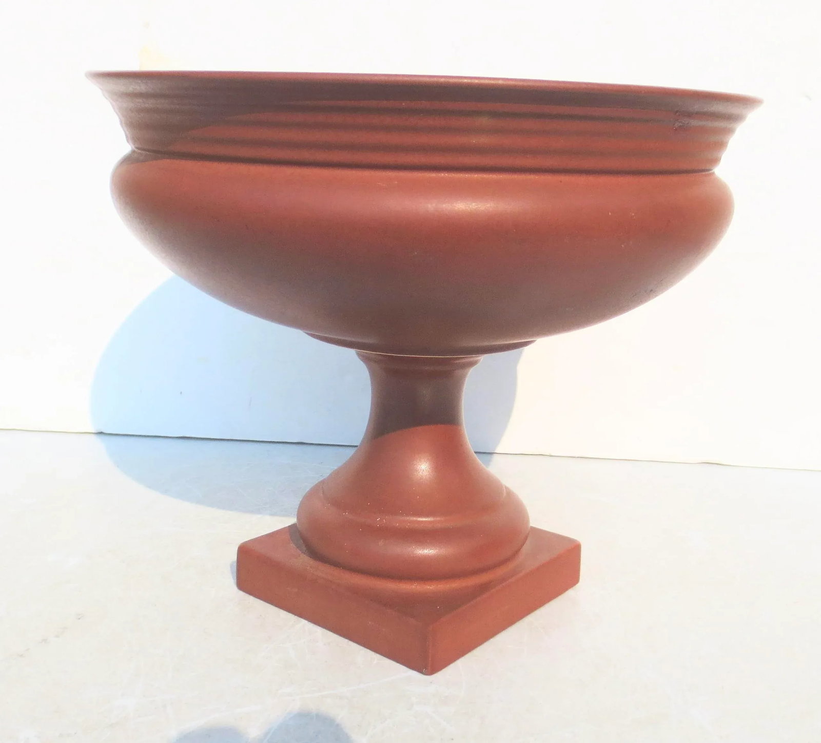 Ceramic Terra Cotta Pedestal Vase - 4