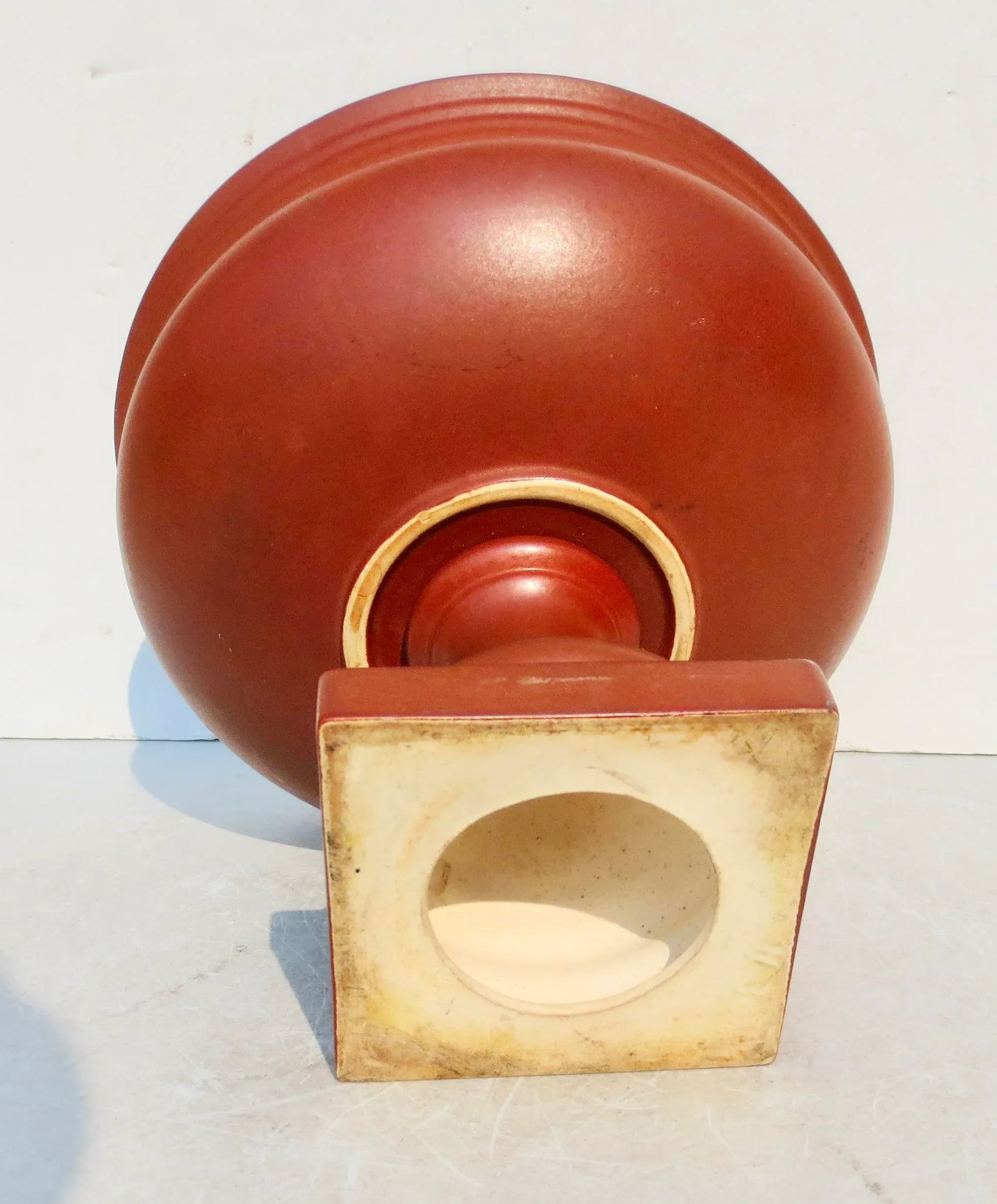 Ceramic Terra Cotta Pedestal Vase - 7