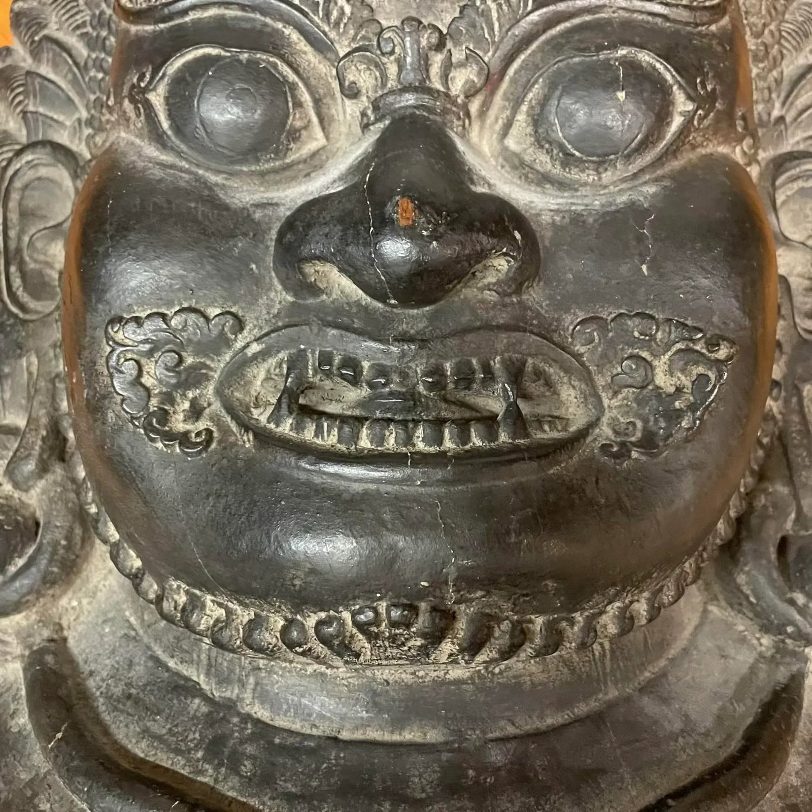 Large Nepalese Lacquered Wood Bhairab Mask Sculpture - 10