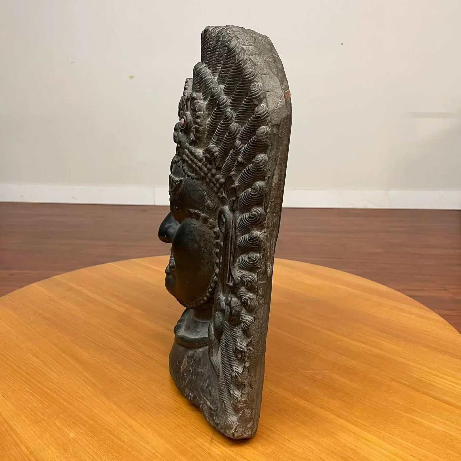 Large Nepalese Lacquered Wood Bhairab Mask Sculpture - 4