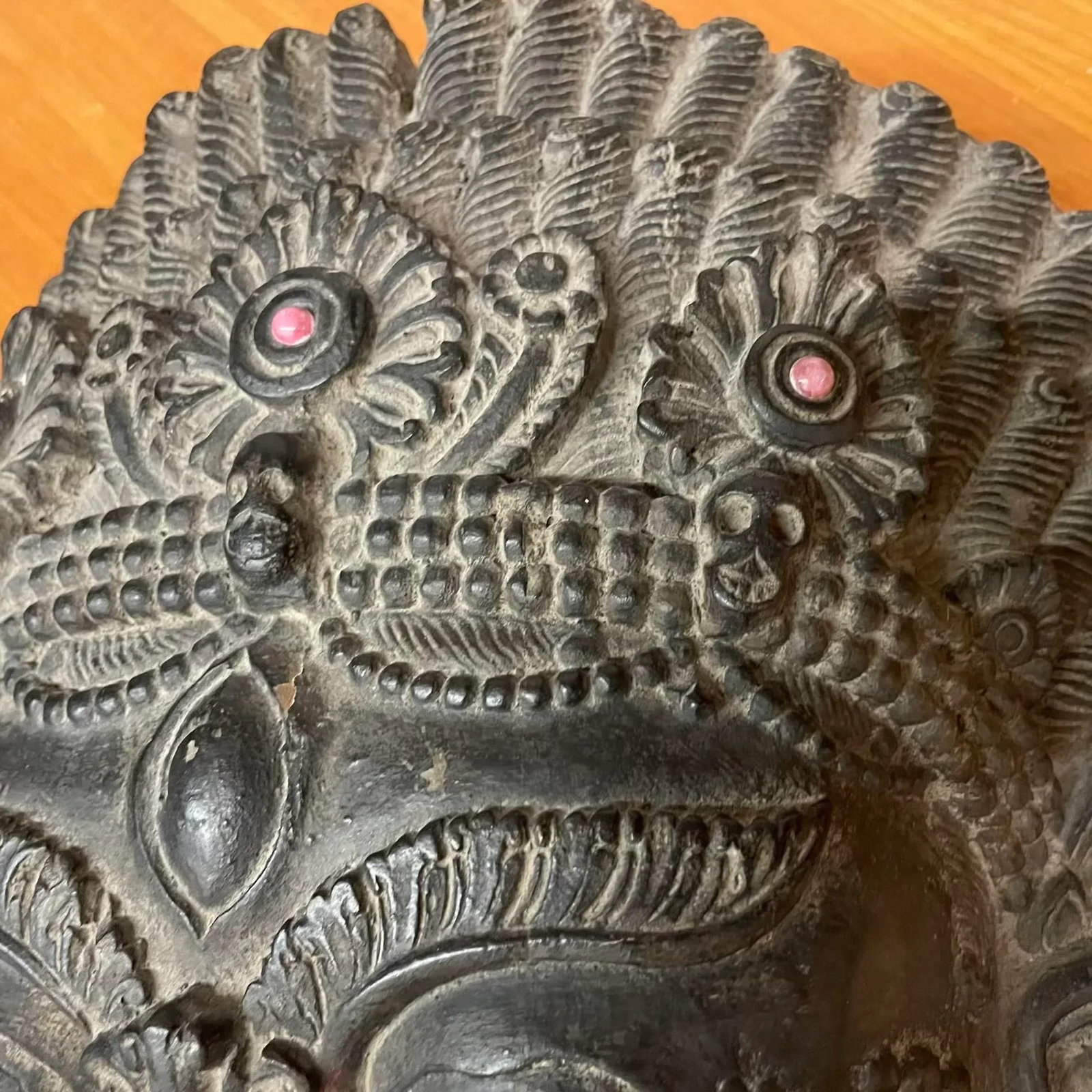Large Nepalese Lacquered Wood Bhairab Mask Sculpture - 6