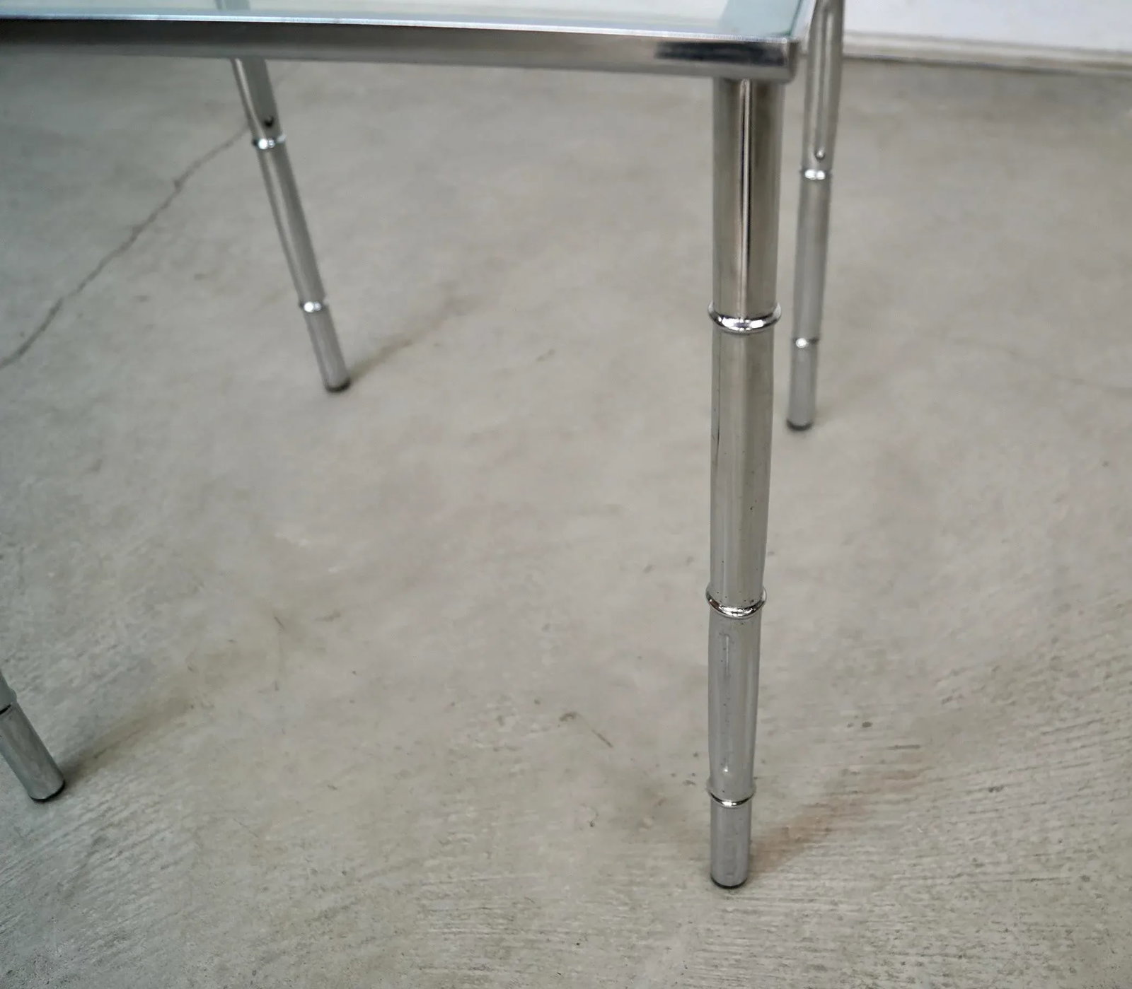 1970's Mid-Century Modern Italian Faux Bamboo Chrome Side Table - 11