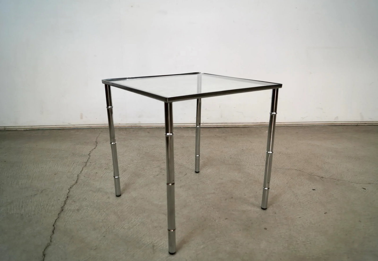 1970's Mid-Century Modern Italian Faux Bamboo Chrome Side Table - 2