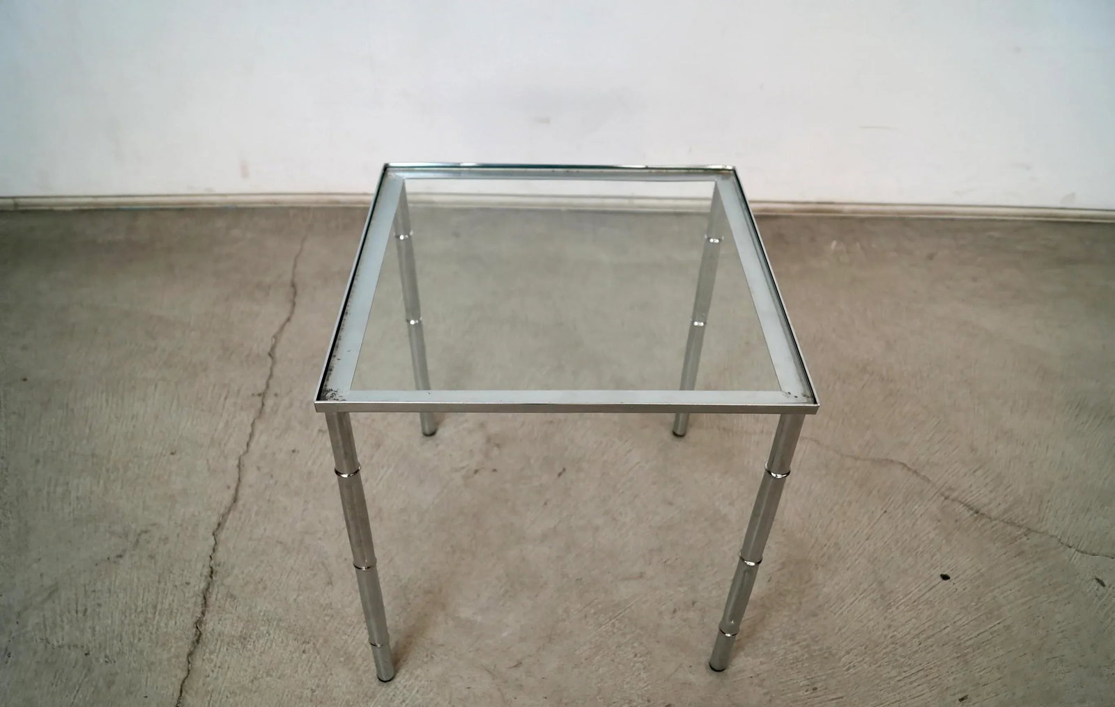 1970's Mid-Century Modern Italian Faux Bamboo Chrome Side Table - 3