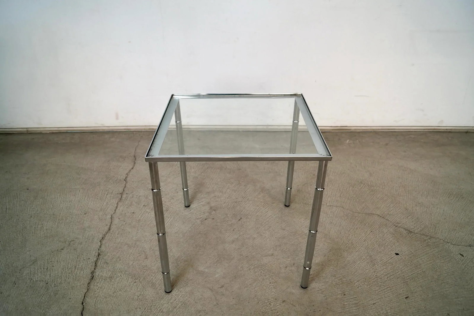 1970's Mid-Century Modern Italian Faux Bamboo Chrome Side Table - 4