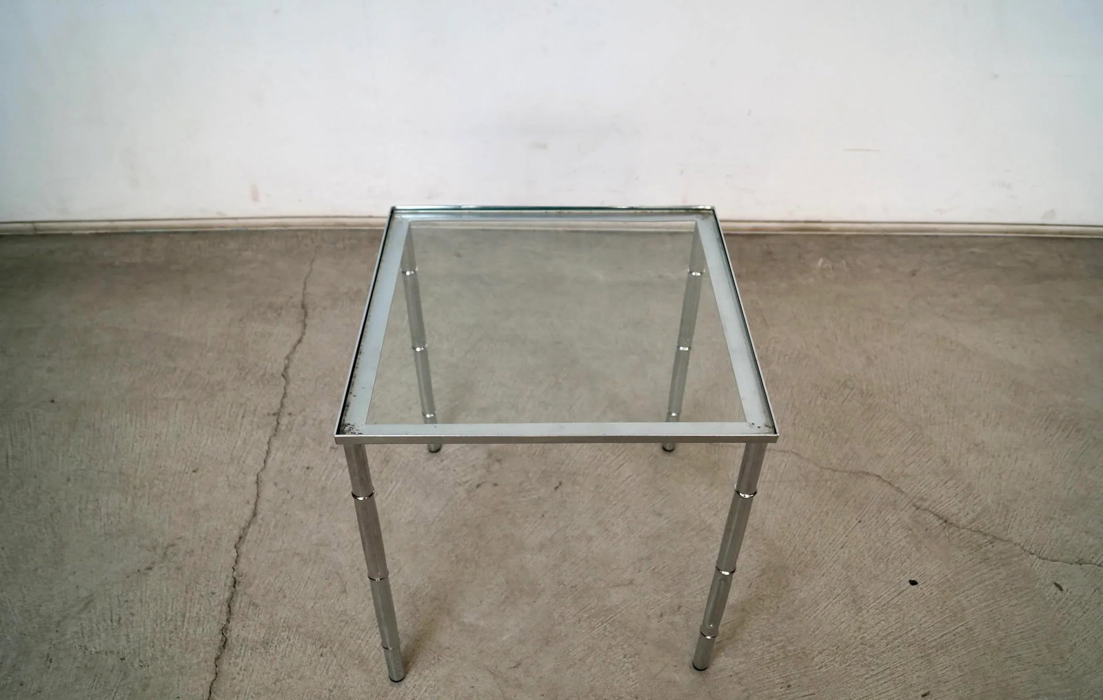 1970's Mid-Century Modern Italian Faux Bamboo Chrome Side Table - 5