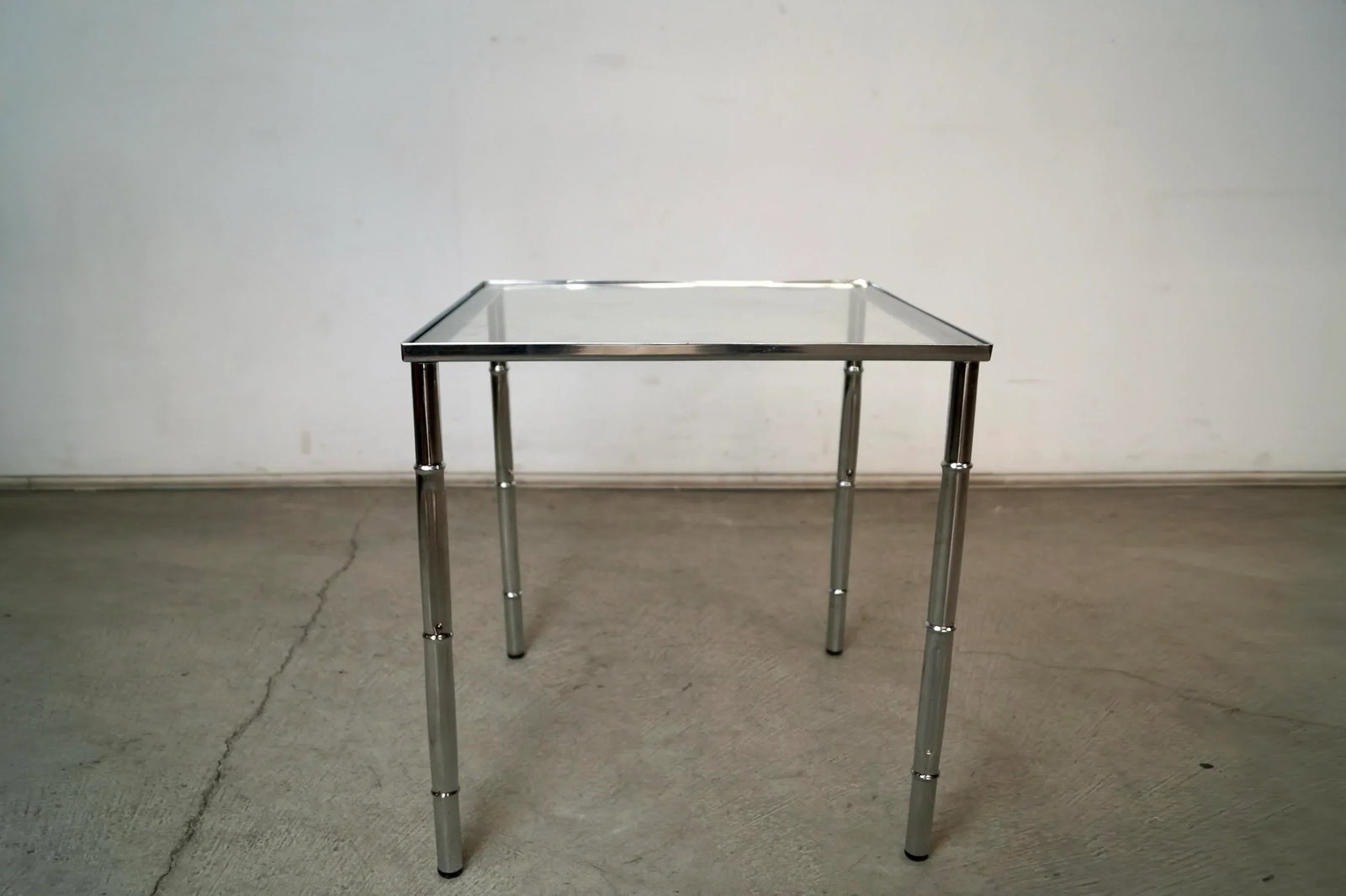 1970's Mid-Century Modern Italian Faux Bamboo Chrome Side Table - 6