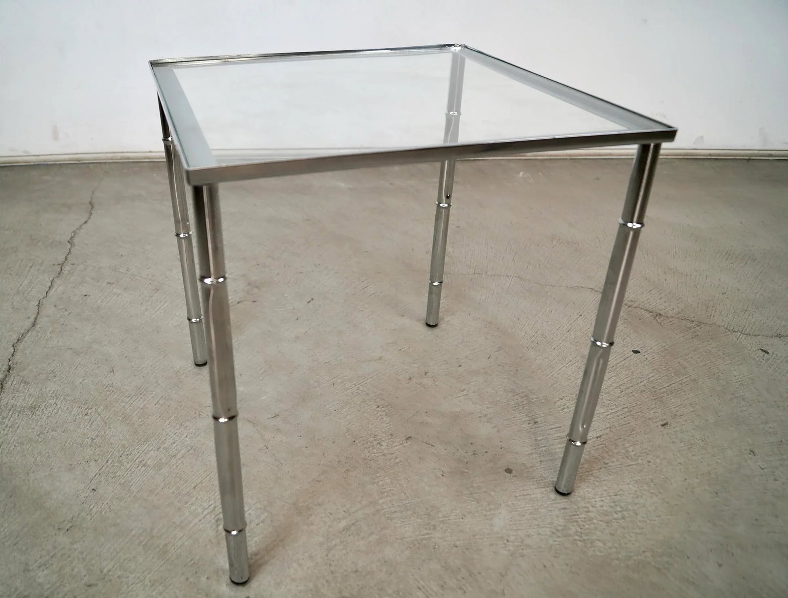 1970's Mid-Century Modern Italian Faux Bamboo Chrome Side Table - 8