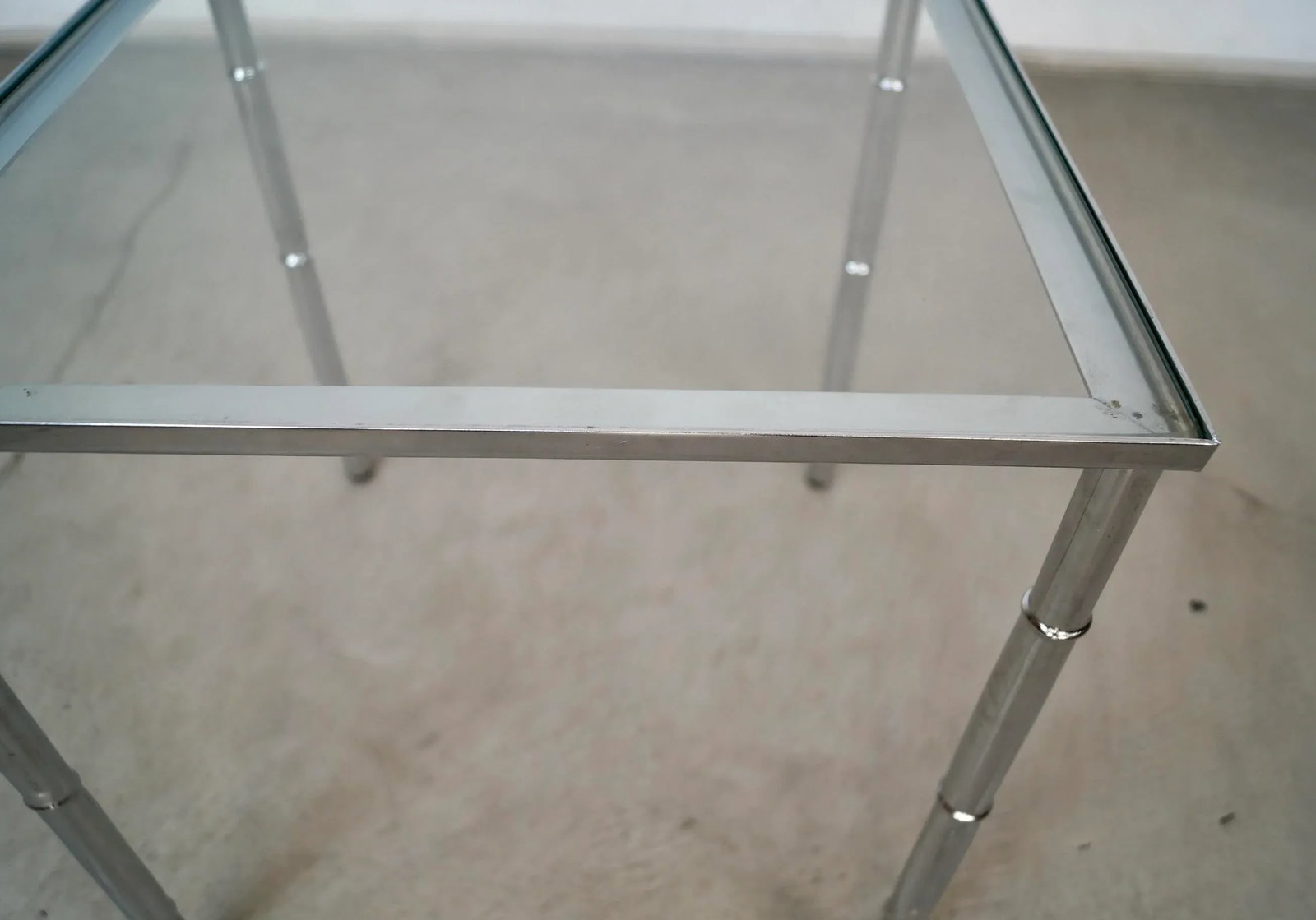 1970's Mid-Century Modern Italian Faux Bamboo Chrome Side Table - 9