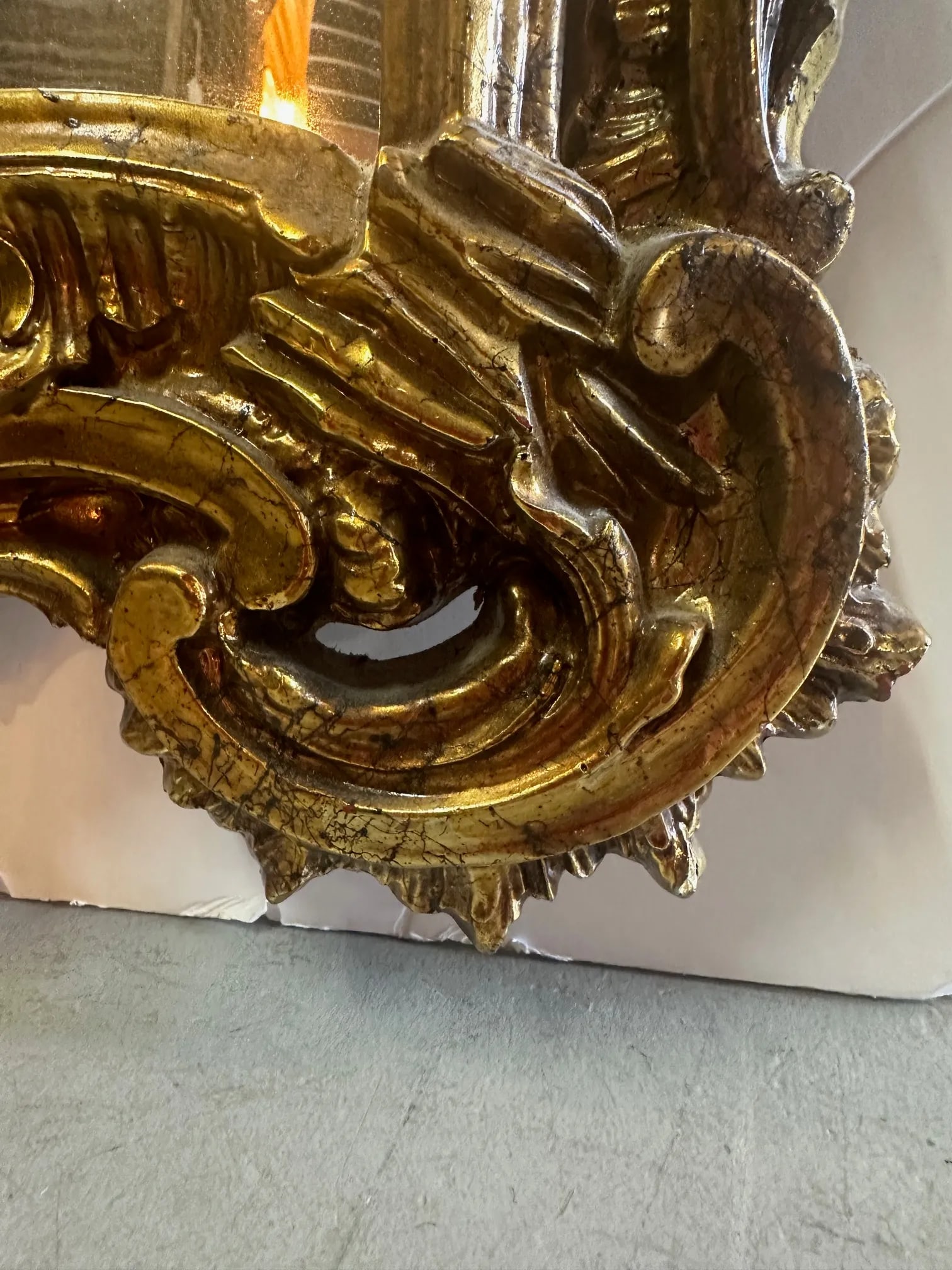Gilded Composite French Style Wall Mirror - 5