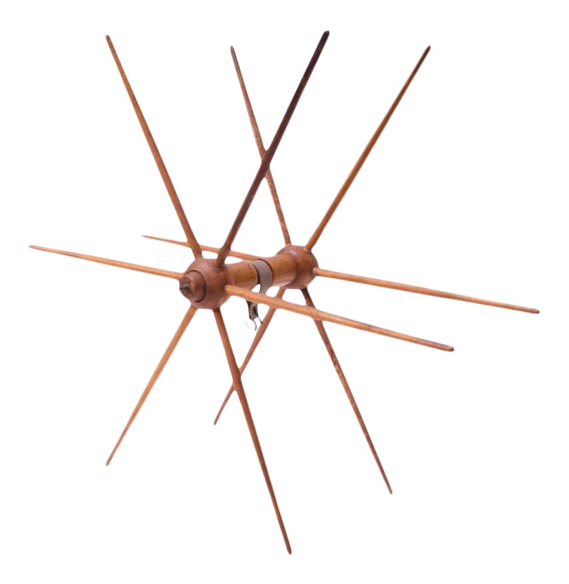 Vintage Primitive Yarn Winder / Yarn Swift: Circa 1940s silk winder from a textile mill with twelve spokes and a small strip of leather around the center shaft. Although, formerly used for industrial purposes, these yarn swifts made great