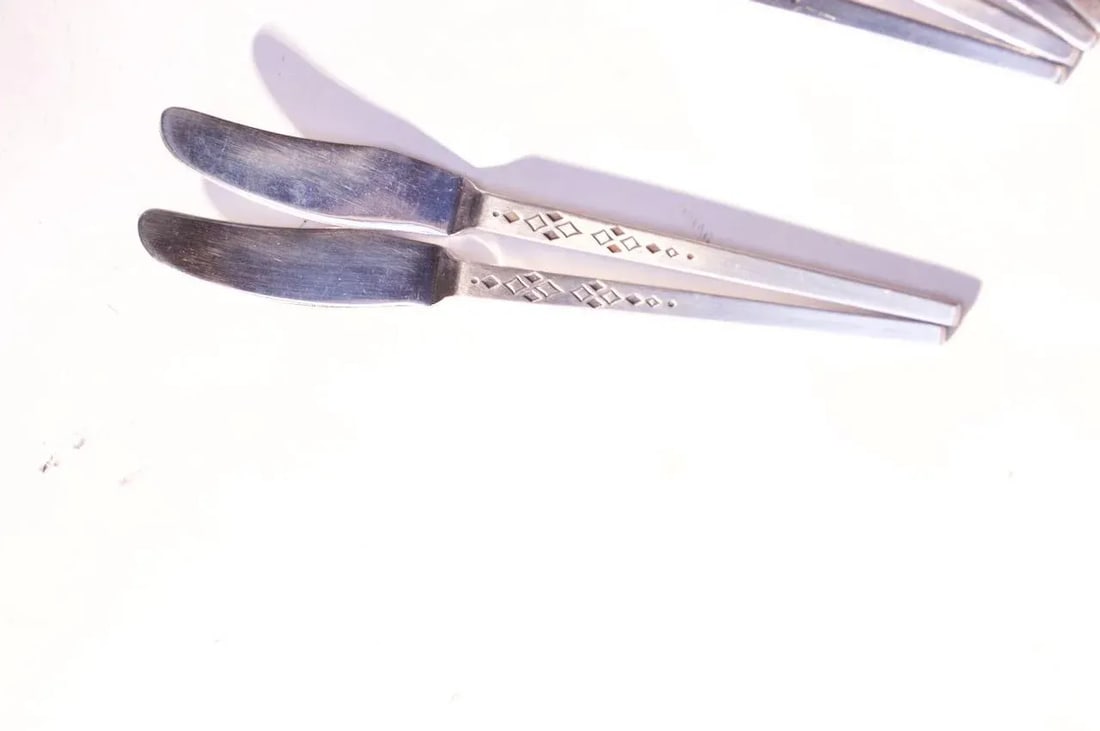 Mid-Century Japanese Modern Forty-Two Piece "Diamond" Stainless Steel Flatware Set - 4