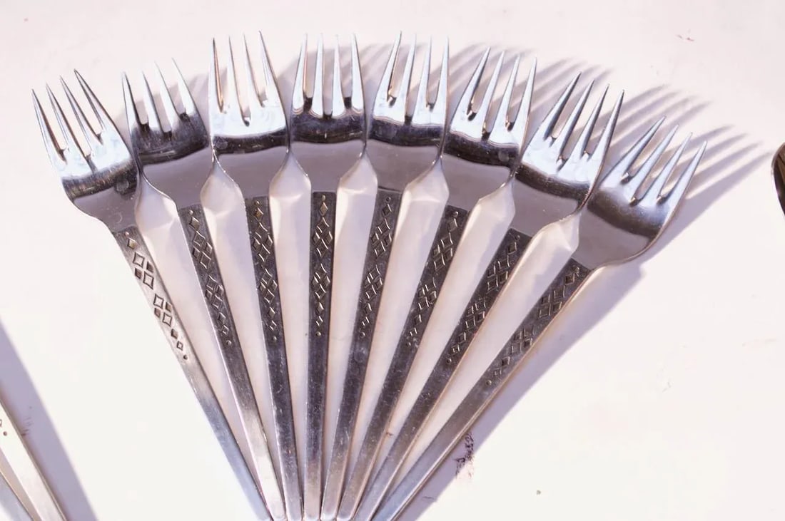 Mid-Century Japanese Modern Forty-Two Piece "Diamond" Stainless Steel Flatware Set - 5