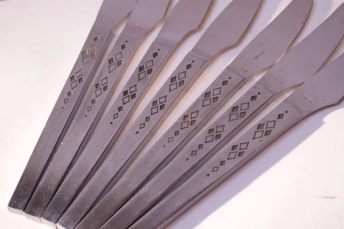 Mid-Century Japanese Modern Forty-Two Piece "Diamond" Stainless Steel Flatware Set - 7