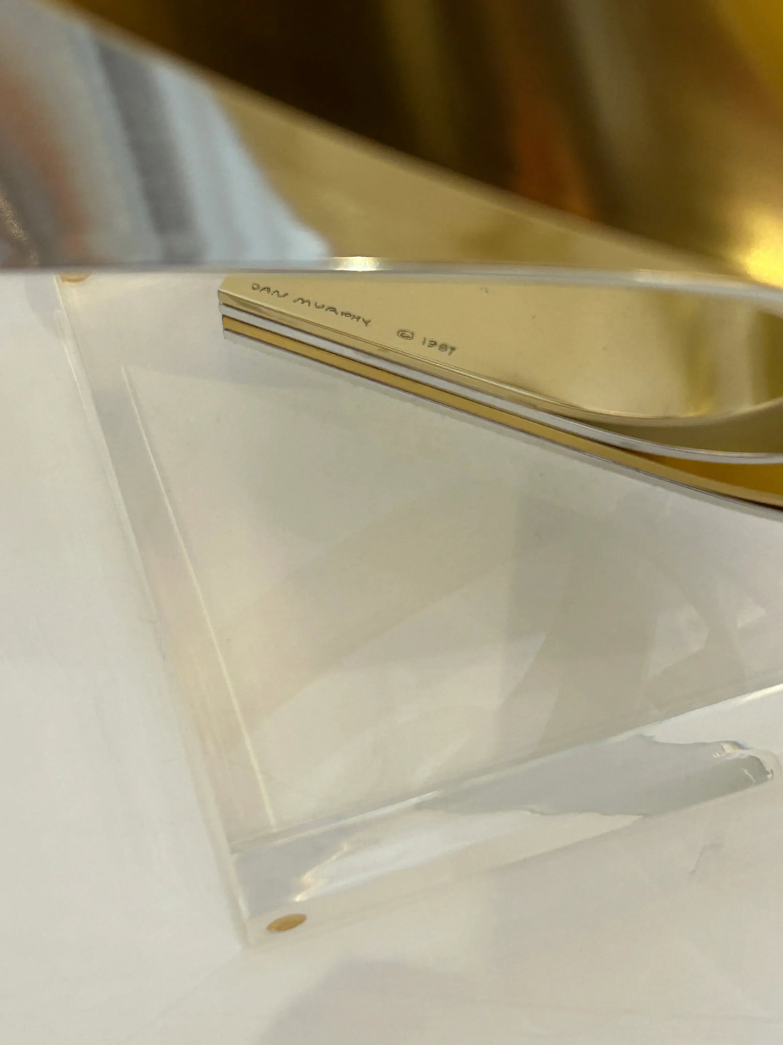 Chrome and Brass Ribbon Motif Abstract Tabletop Sculpture - 12