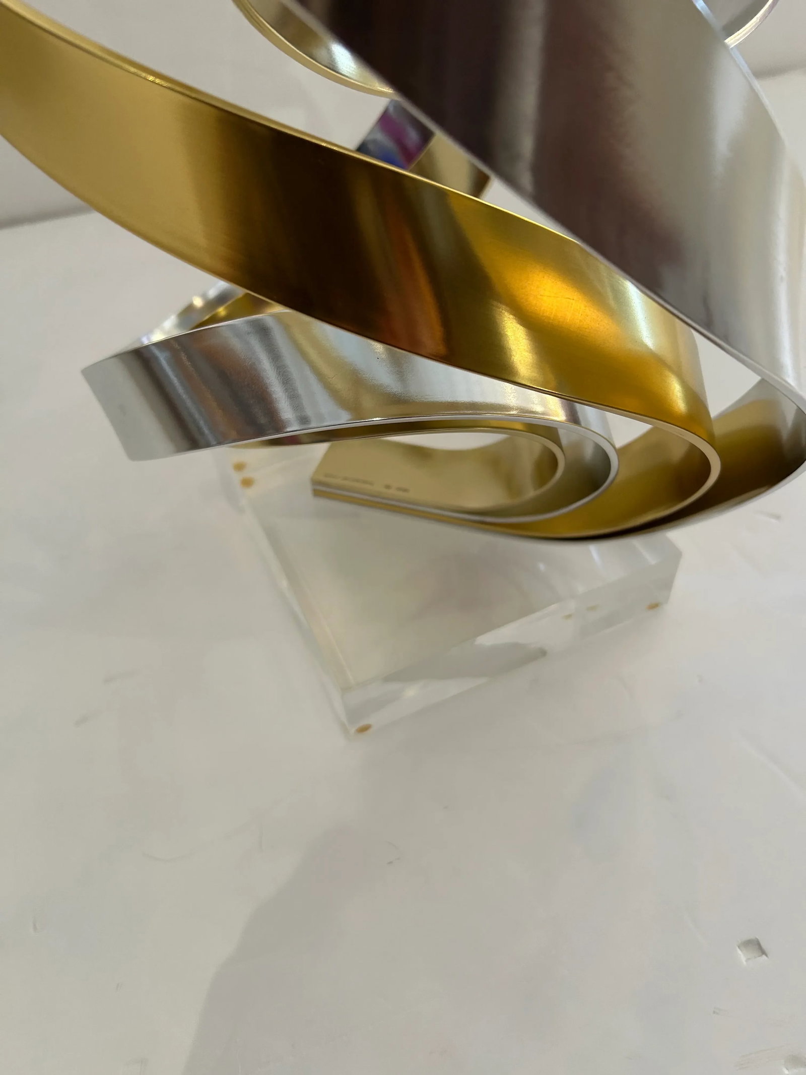 Chrome and Brass Ribbon Motif Abstract Tabletop Sculpture - 3