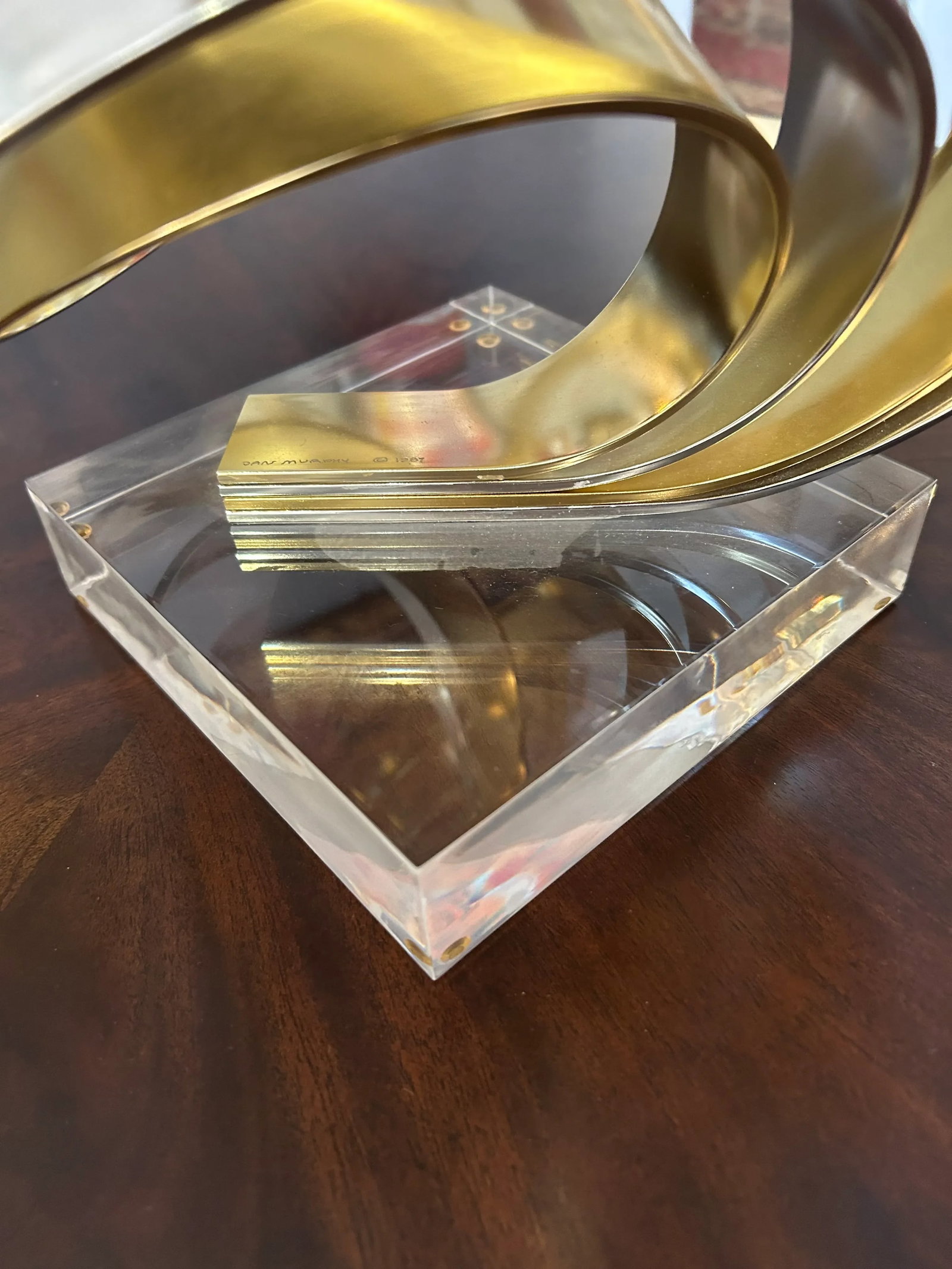 Chrome and Brass Ribbon Motif Abstract Tabletop Sculpture - 6