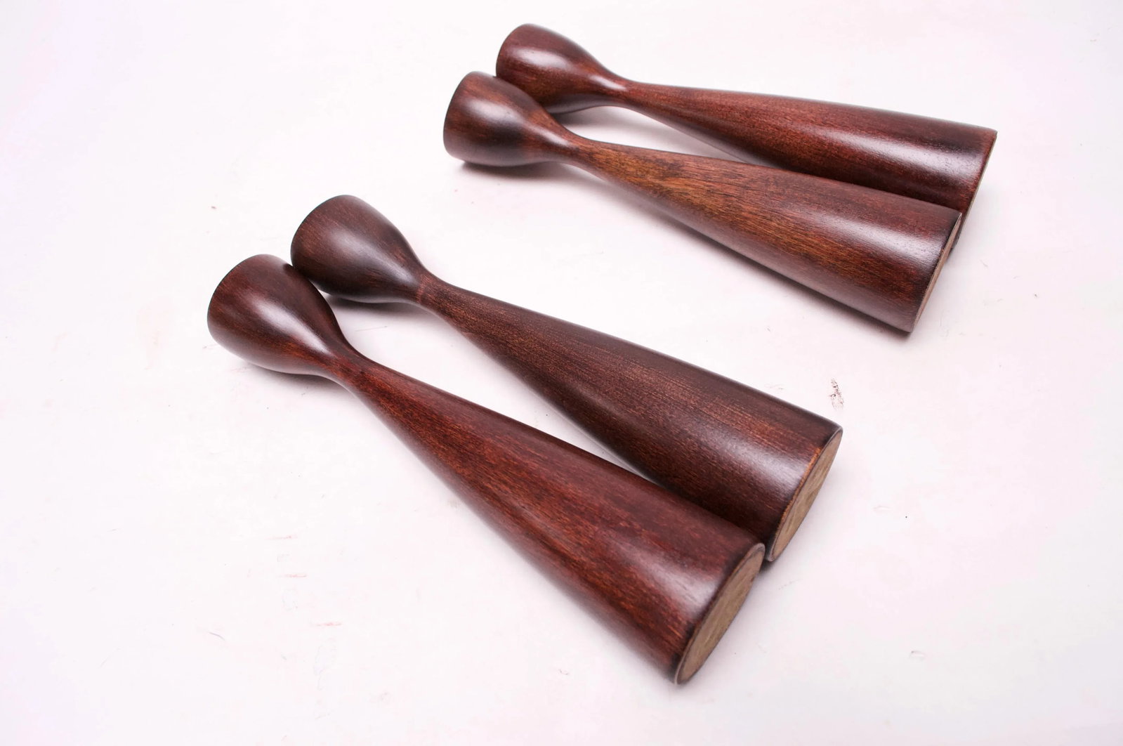 Set of Four Sculptural American Modern Stained Maple Candlesticks - 5