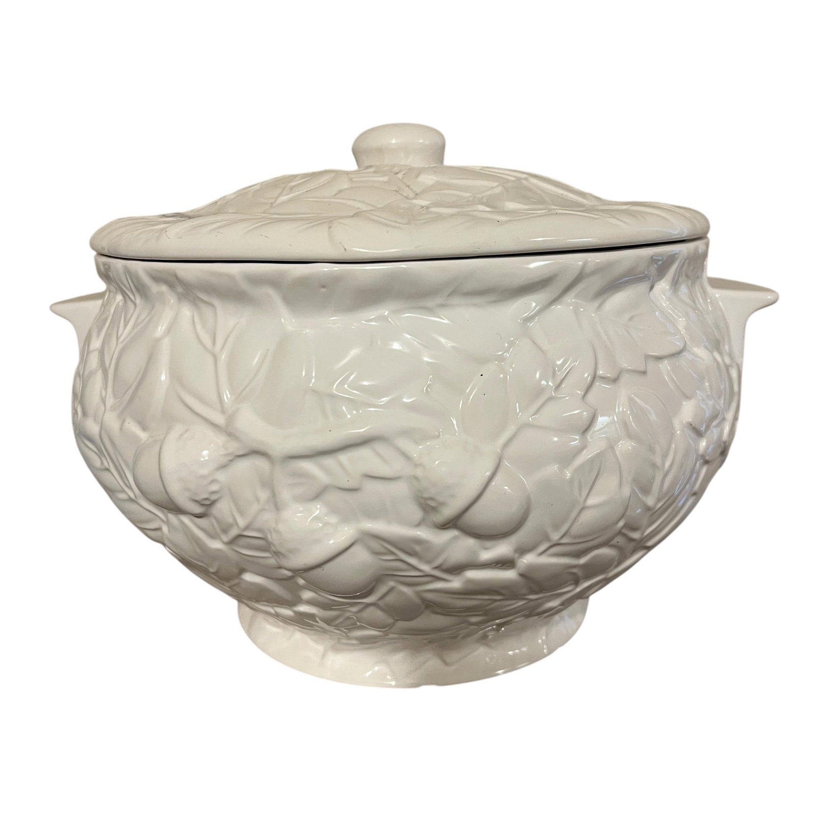 Vintage Traditional White Ironstone Acorns and Leaves Soup Tureen - 3