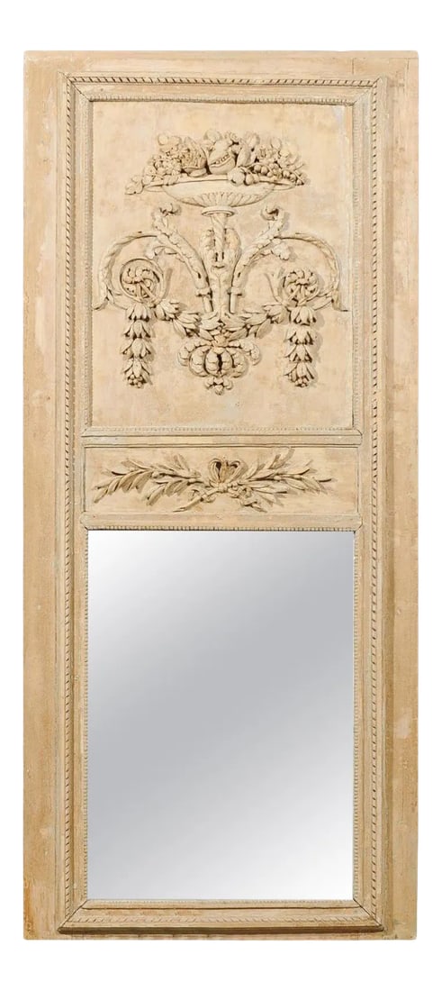 French Louis XVI Period 1790s Painted Wood Trumeau Mirror with Scrollwork Motifs (1 of 12)